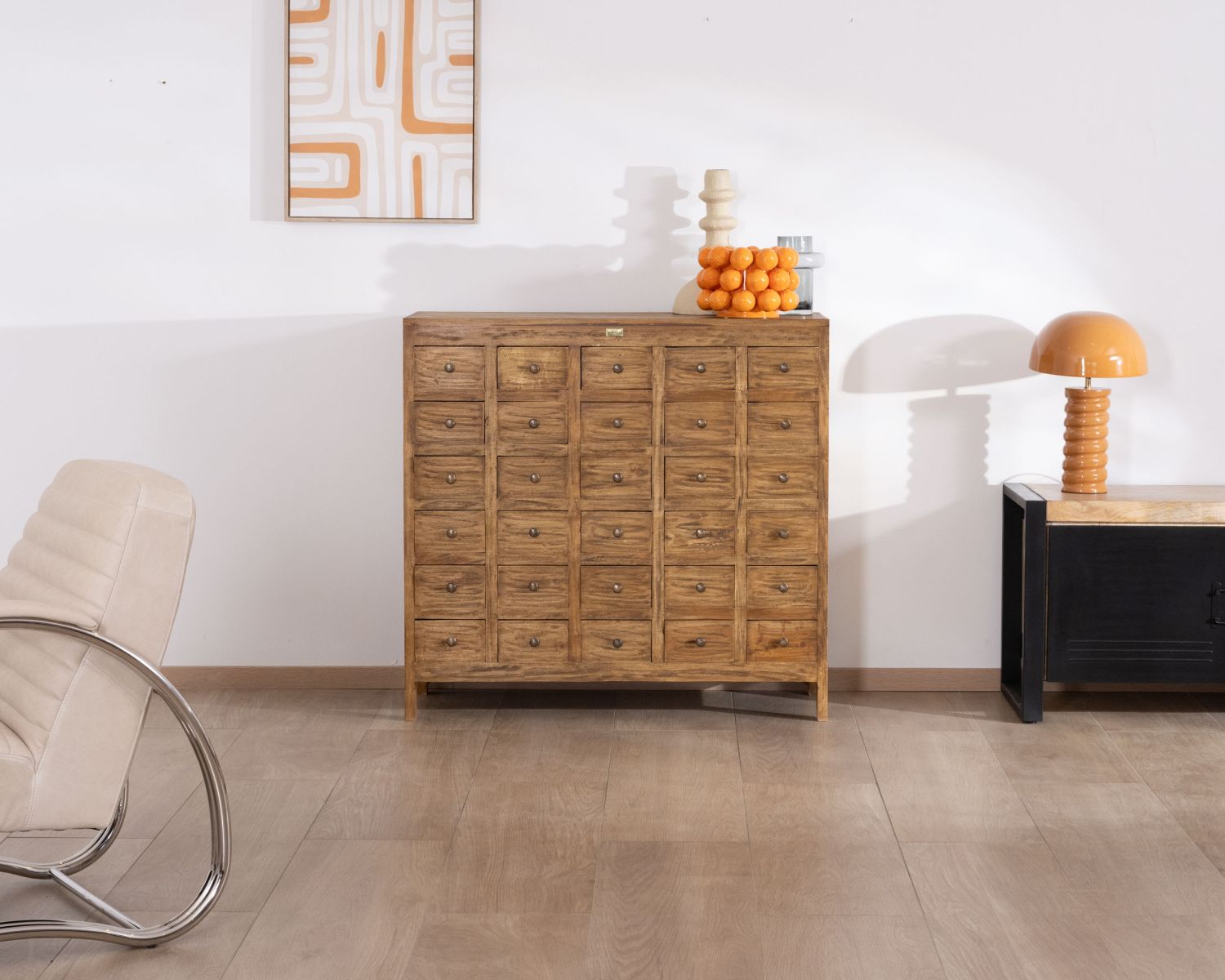 Commode apothicaire 30 tiroirs en bois de mahogany "Lacilo"