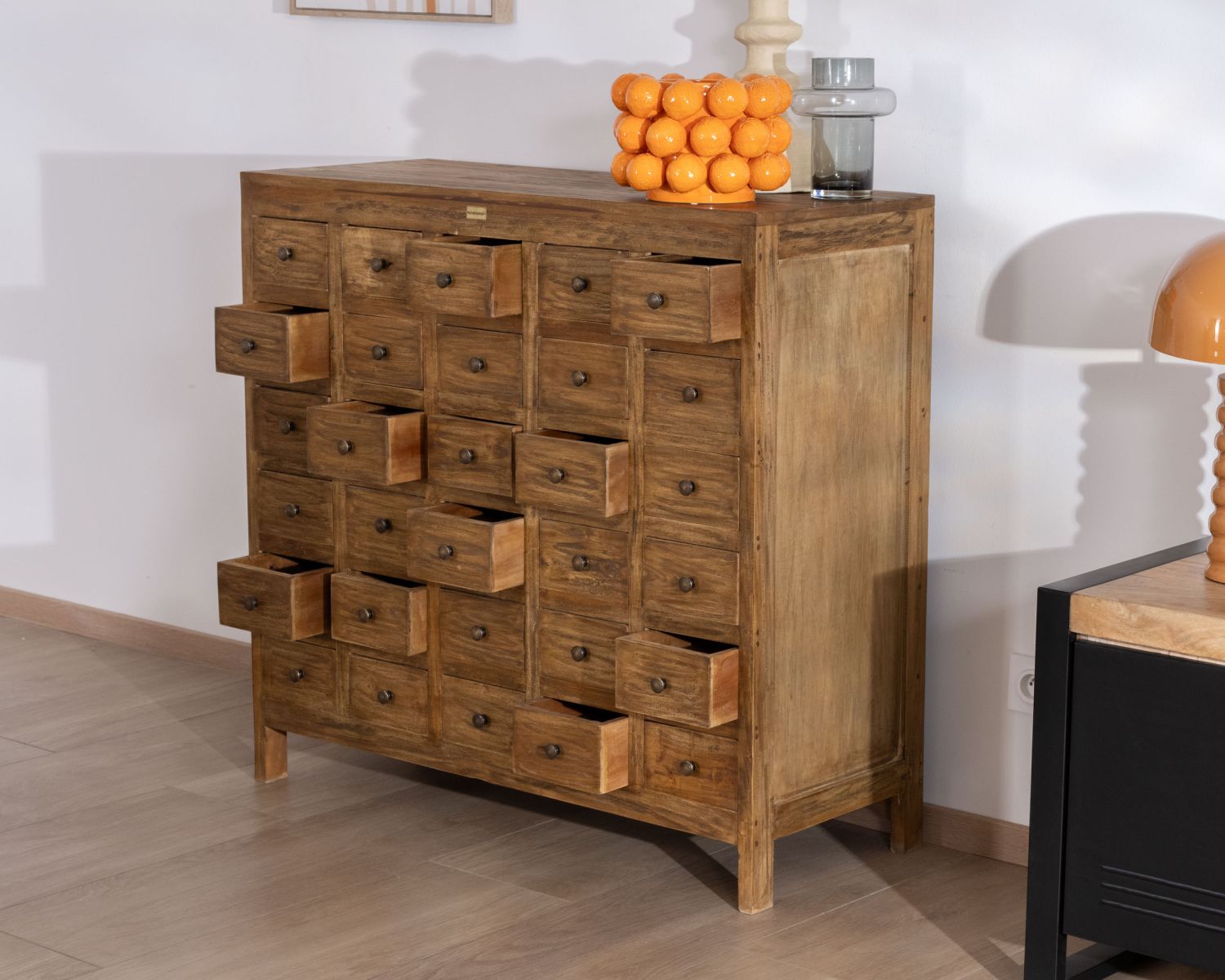 Commode apothicaire 30 tiroirs en bois de mahogany "Lacilo"