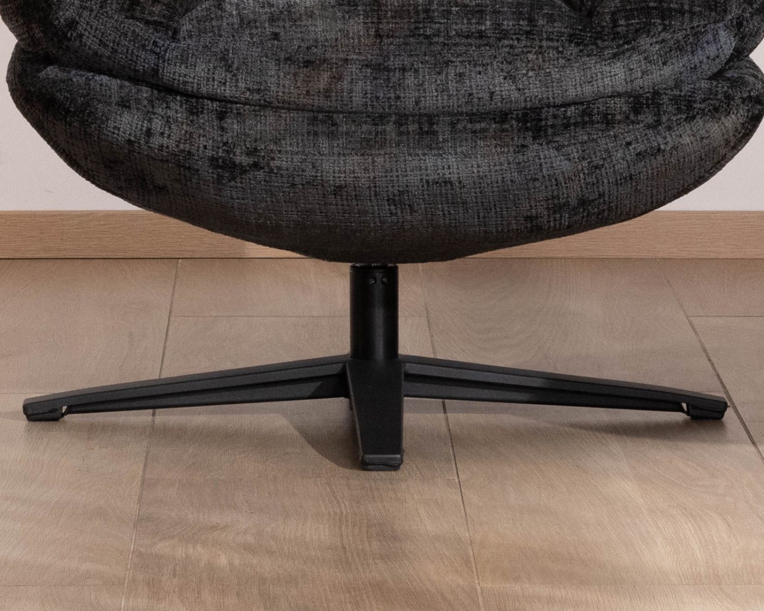 Fauteuil pivotant esprit rétro en tissu bouclettes anthracite “Panama” assise enveloppante