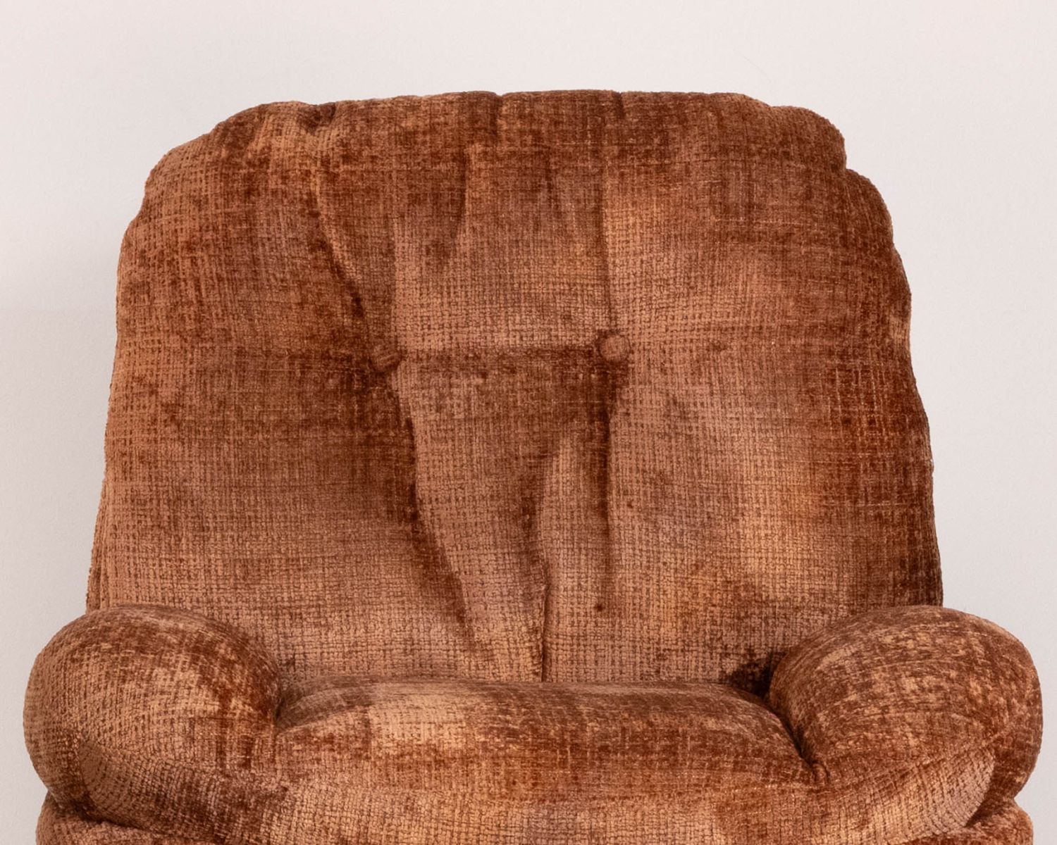 Fauteuil pivotant 360° en tissu bouclettes terracotta “Panama” assise moelleuse et design enveloppant