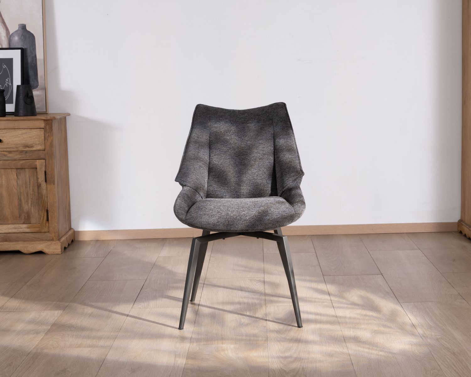 Lot de 2 chaises de repas contemporaines design "Niko" tissu anthracite