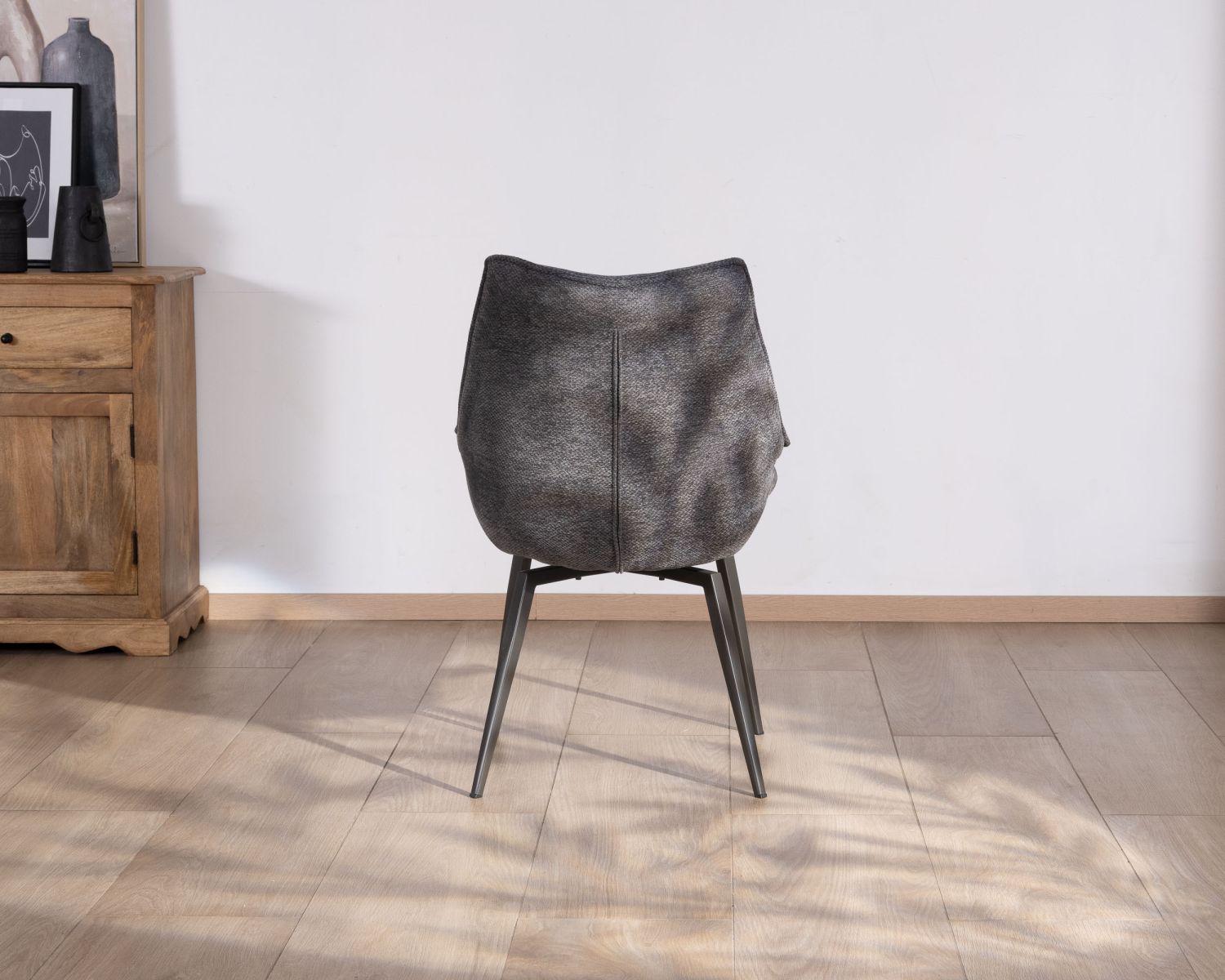 Lot de 2 chaises de repas contemporaines design "Niko" tissu anthracite