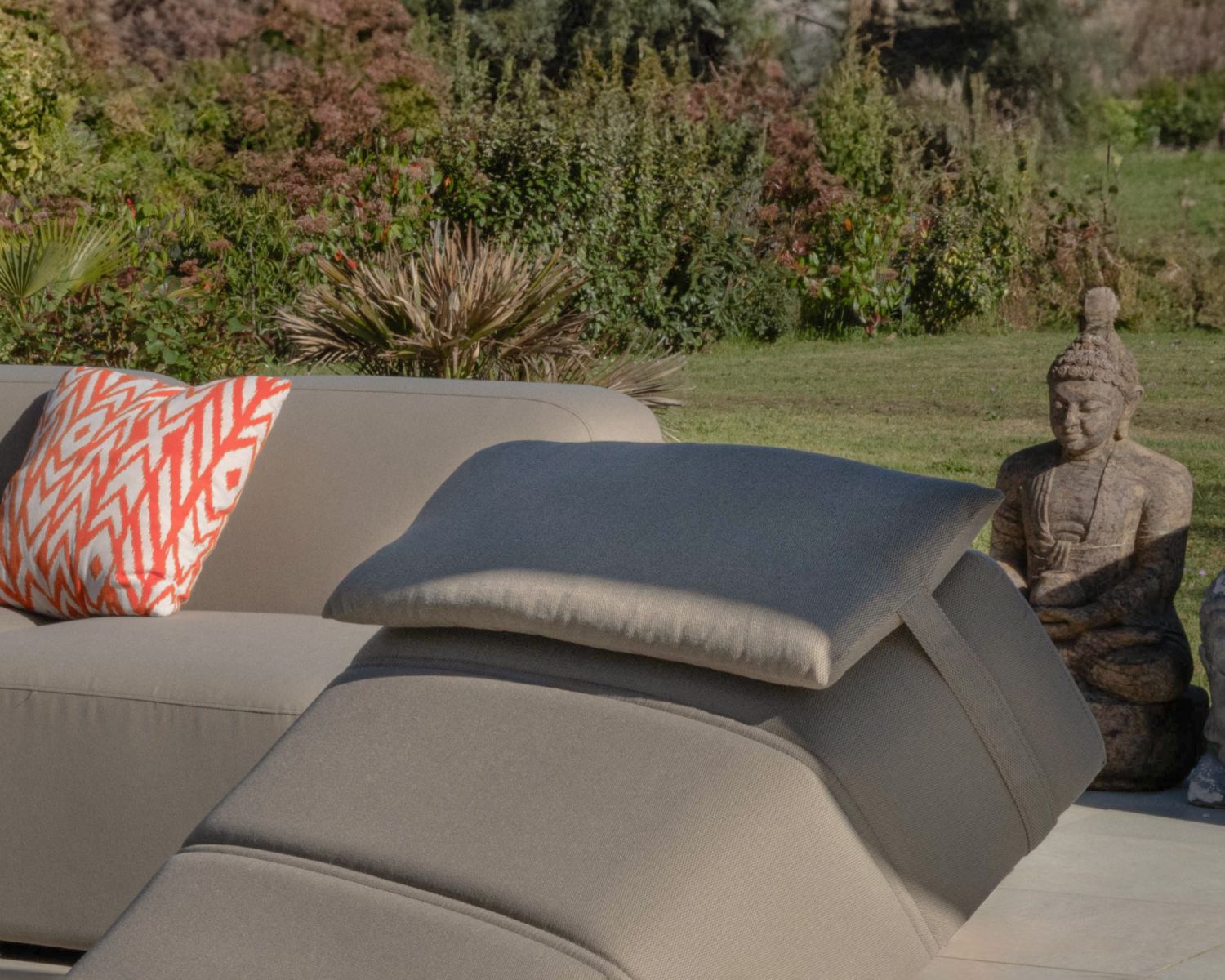Têtière en tissu spécial extérieur taupe pour bain de soleil "Sunset Bay"