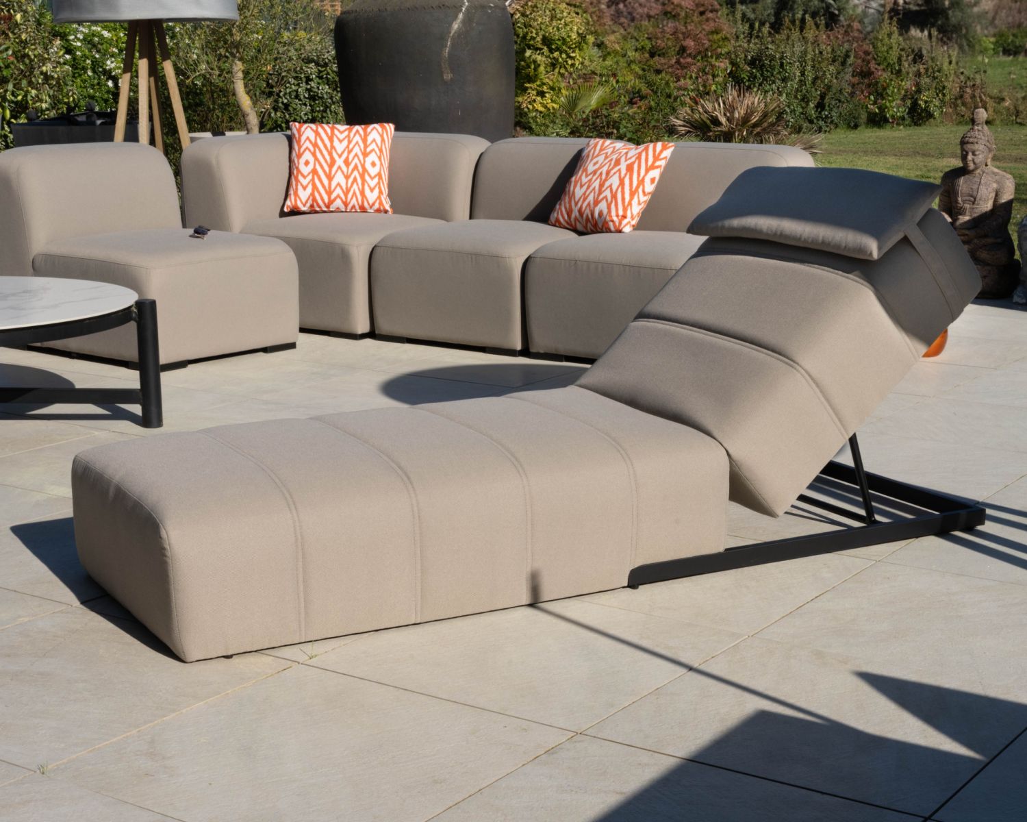 Têtière en tissu spécial extérieur taupe pour bain de soleil "Sunset Bay"