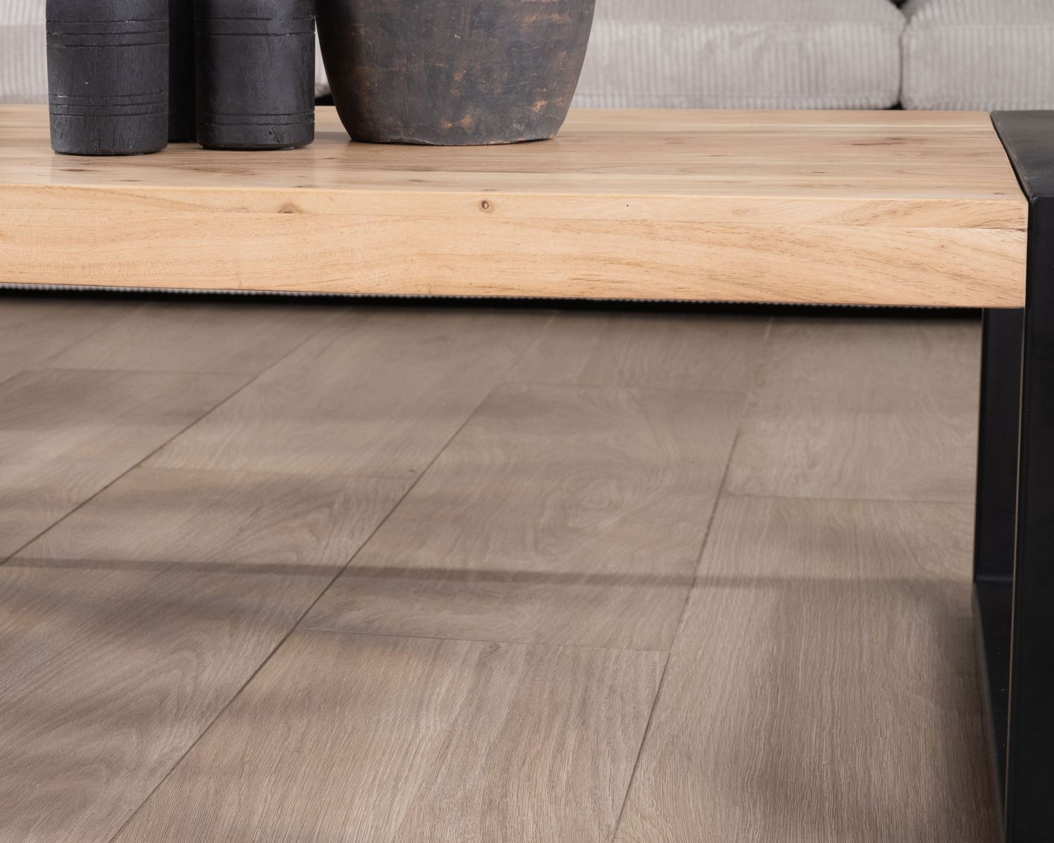 Table basse rectangle de style industriel métal et bois "Montréal"