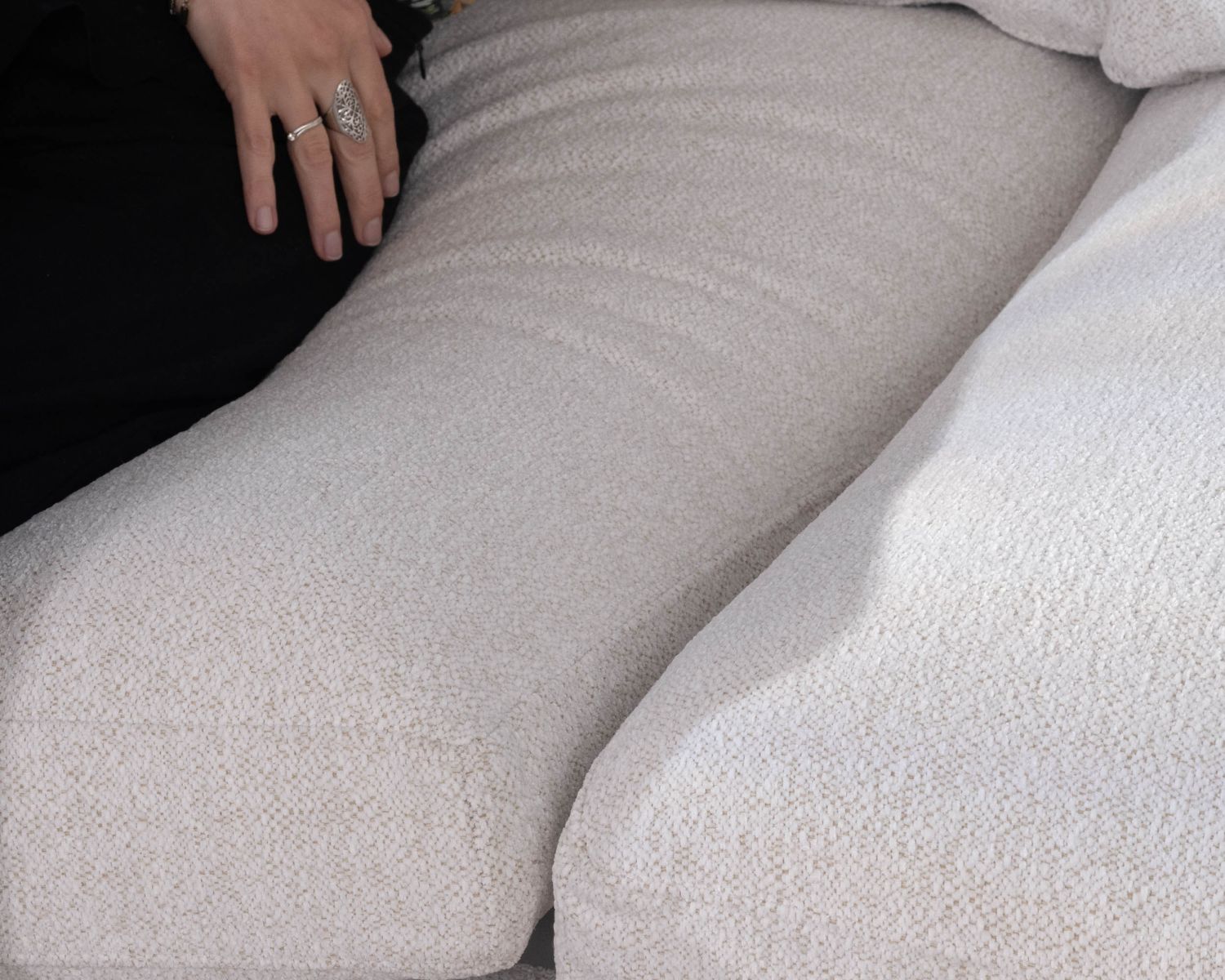 Canapé 3 places en tissu doux aspect chiné blanc "Tuléar"