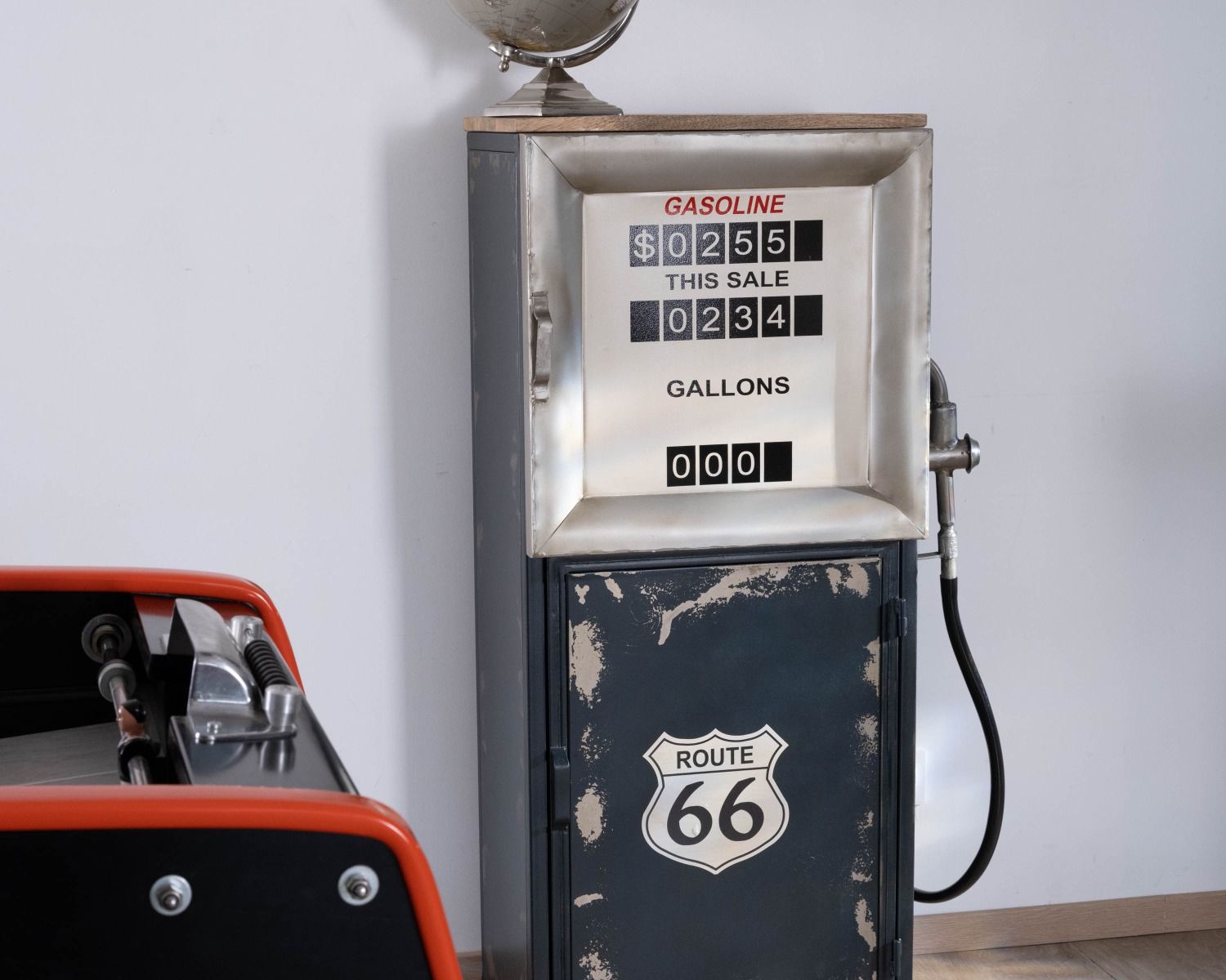 Bar vintage pompe à essence route 66 métal bleu esprit récup "Crazy"