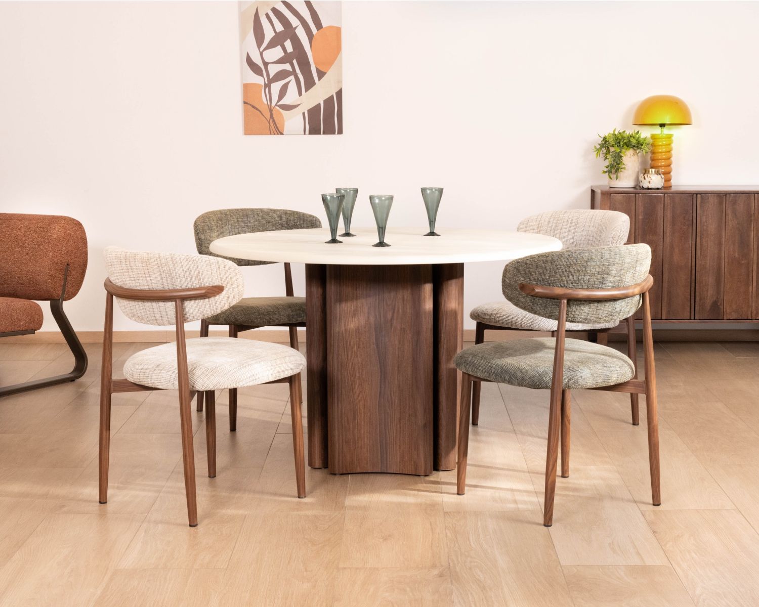 Table de repas ronde design rétro "Arpège" 120 cm