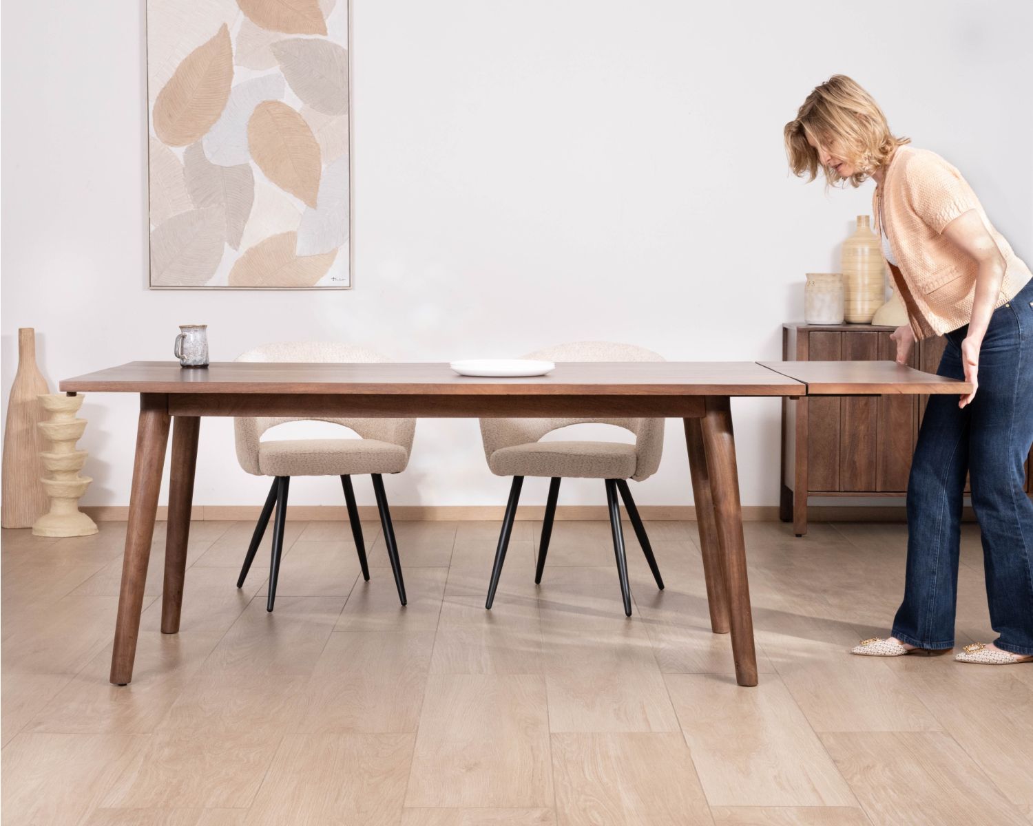 Table de repas extensible 180 cm "Odessa" en manguier massif teinte noyer