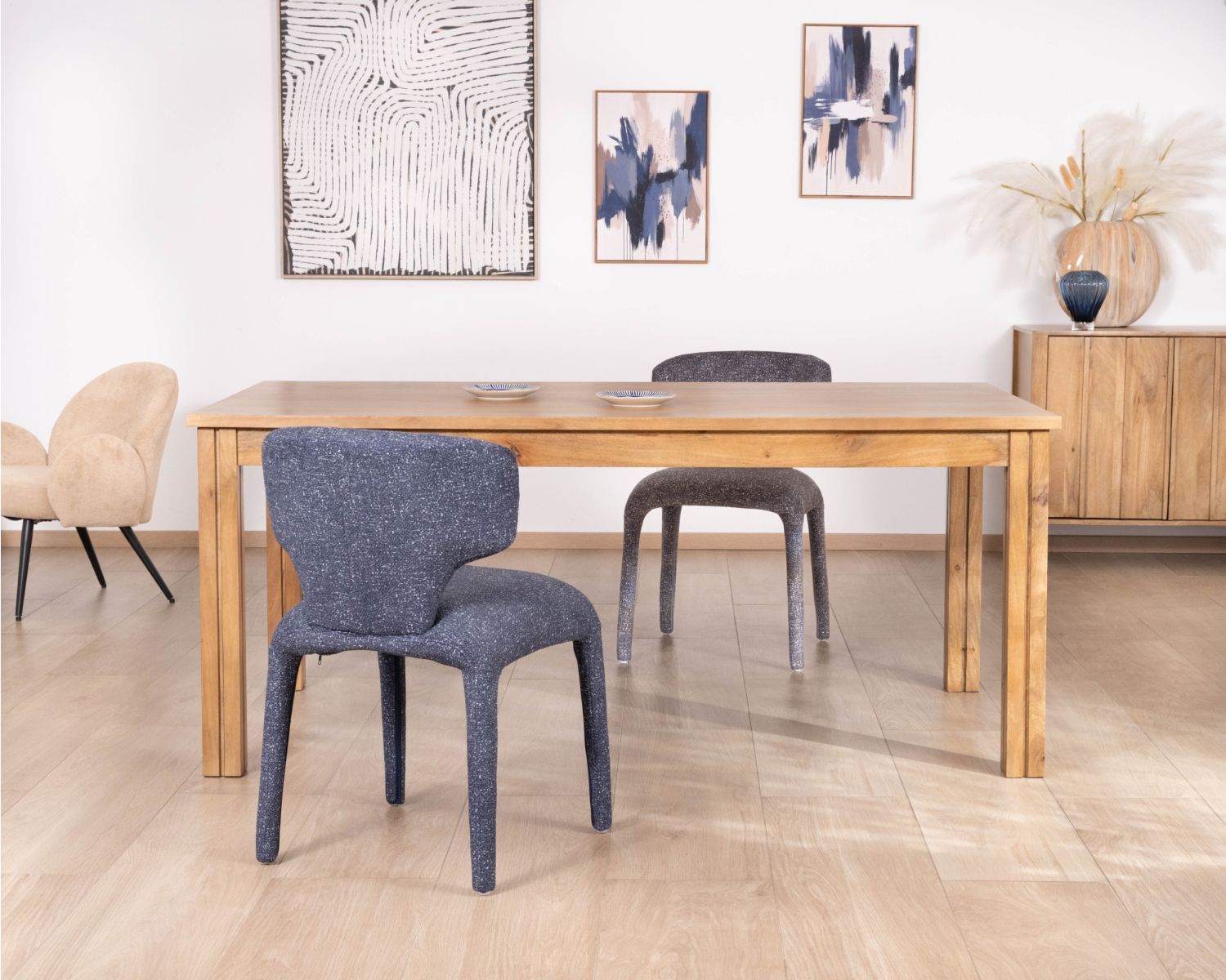 Table de repas extensible vintage en manguier naturel "Sicaly" 180 cm