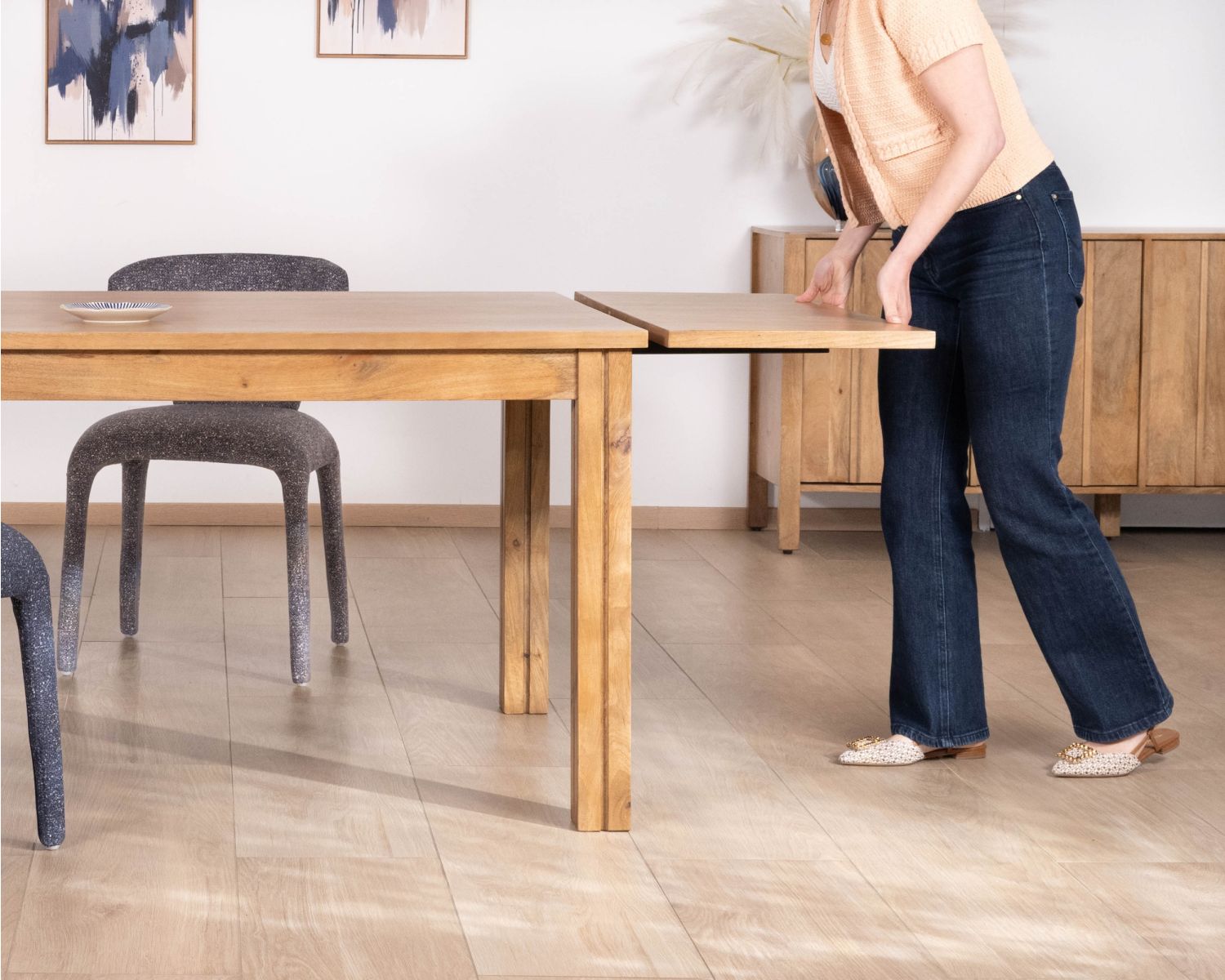 Table de repas extensible vintage en manguier naturel "Sicaly" 180 cm