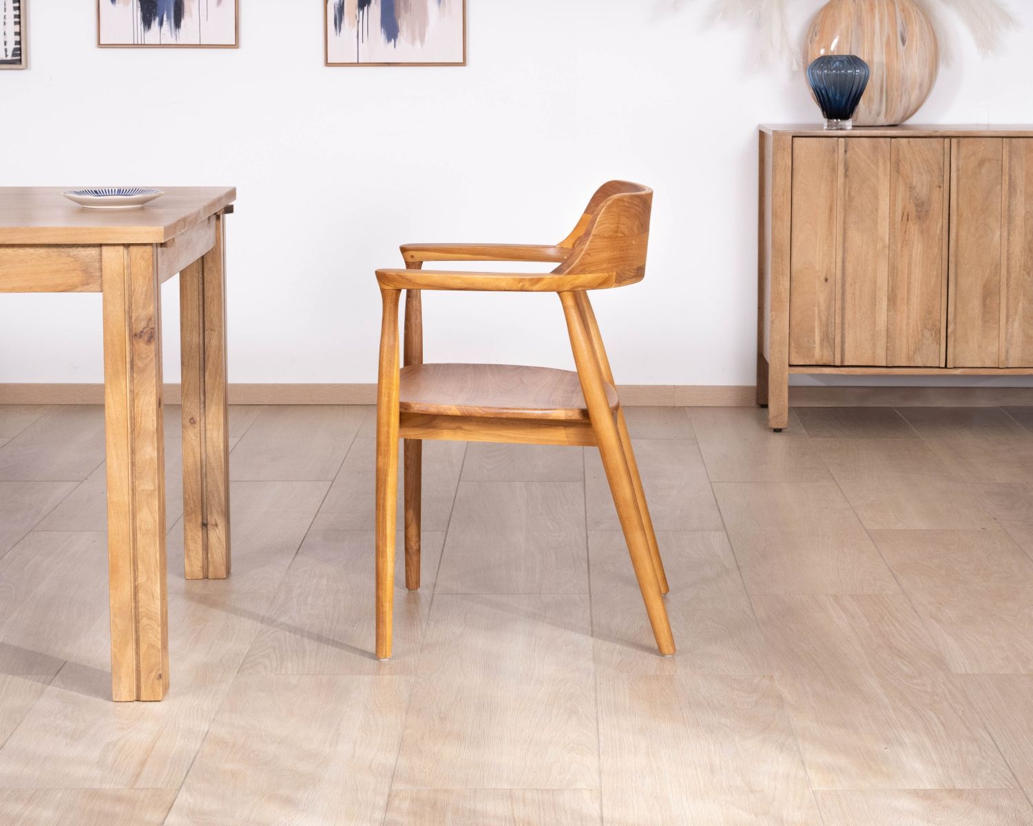 Lot de 2 chaises de repas design rétro “Vicenza” en teck massif