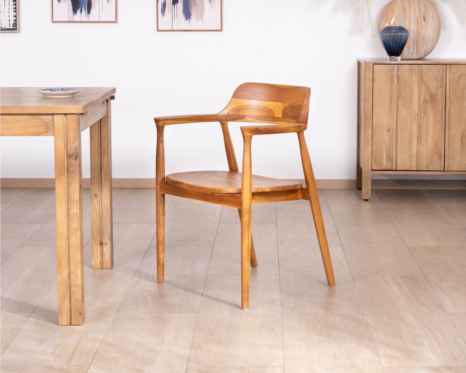 Lot de 2 chaises de repas design rétro “Vicenza” en teck massif