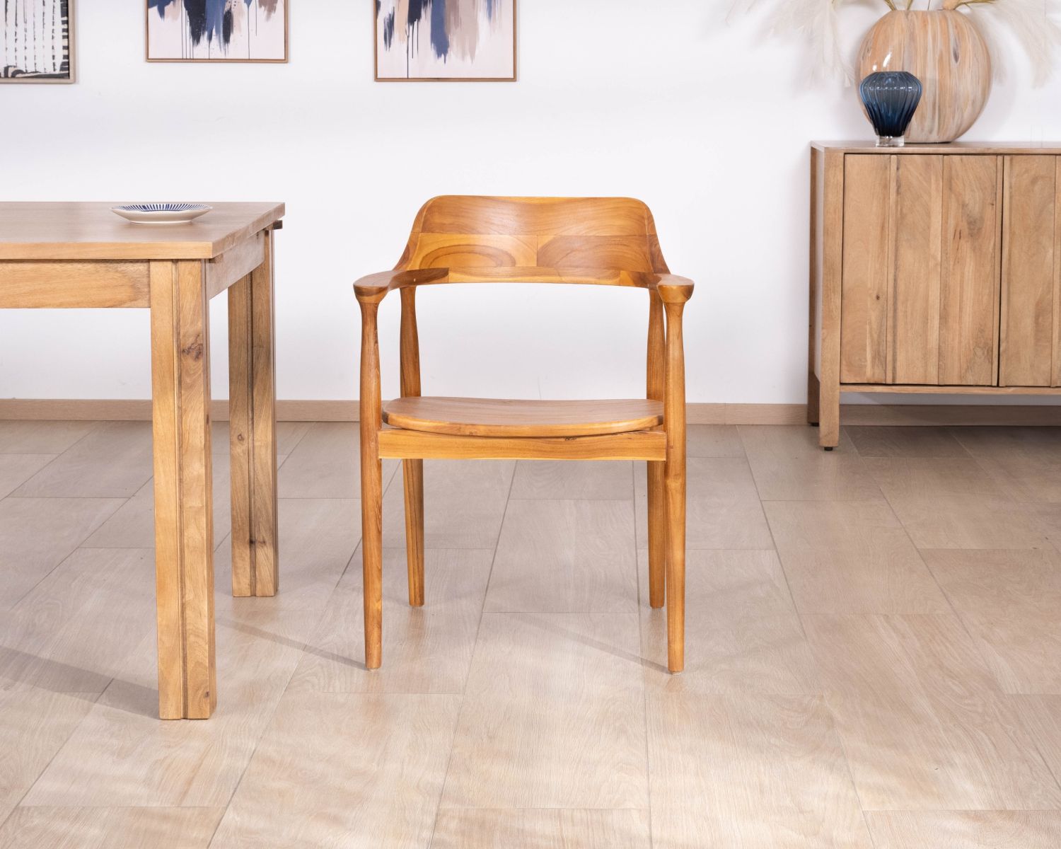 Lot de 2 chaises de repas design rétro “Vicenza” en teck massif