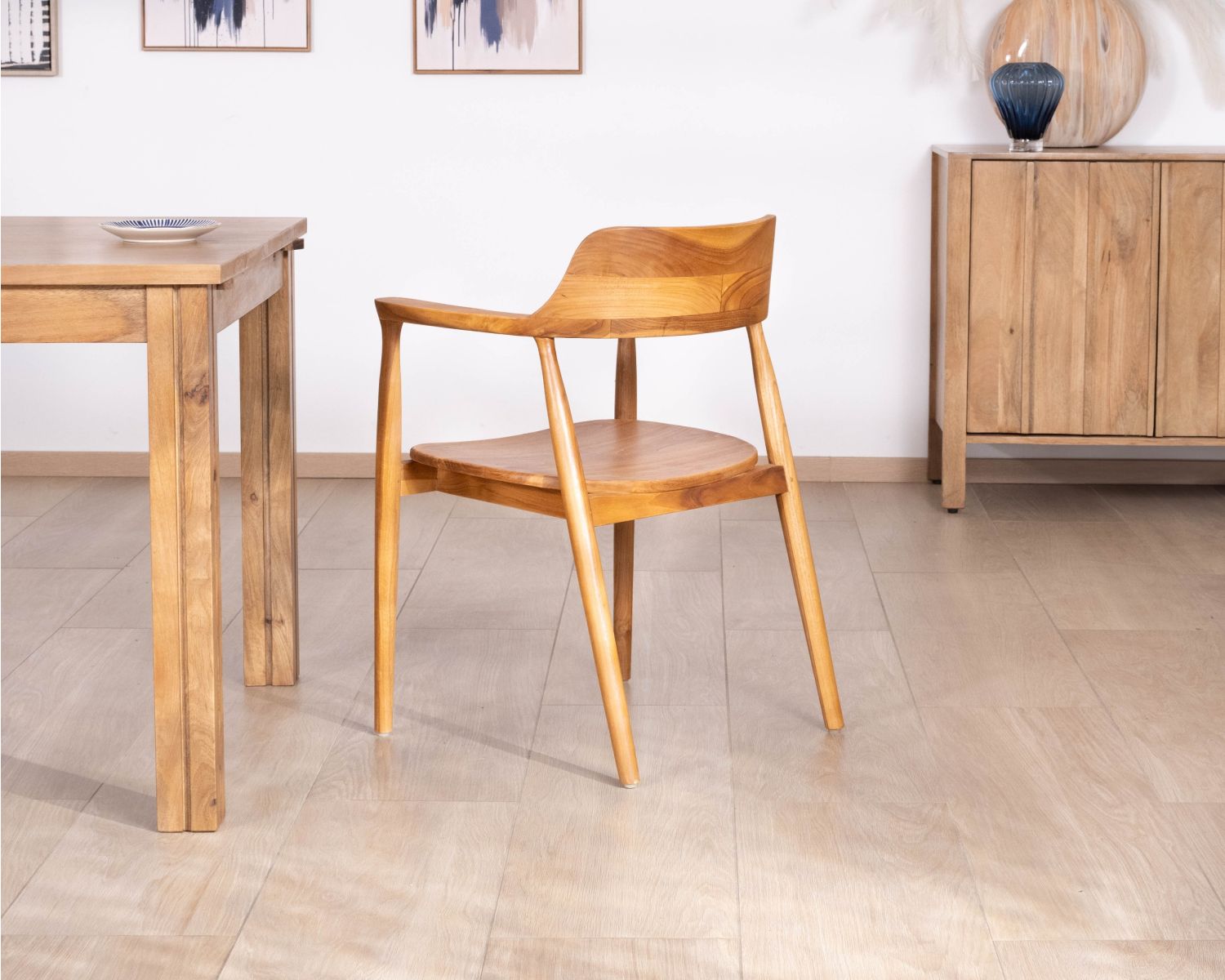 Lot de 2 chaises de repas design rétro “Vicenza” en teck massif