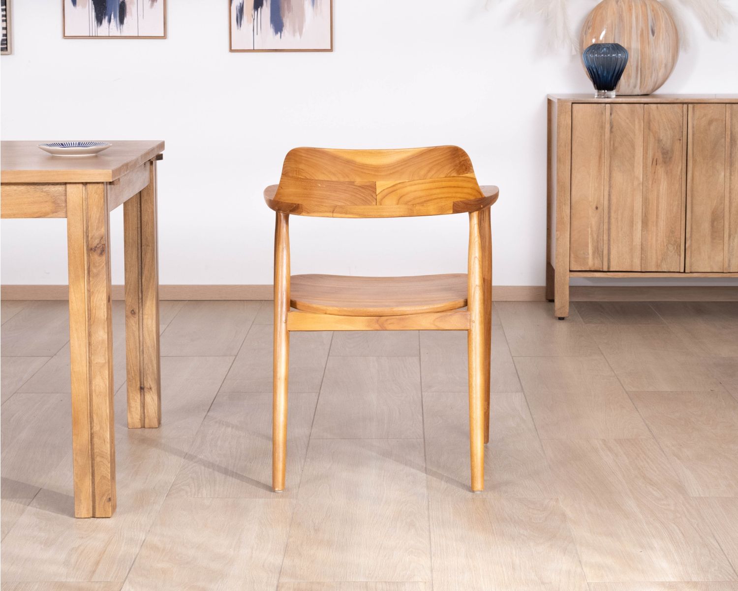 Lot de 2 chaises de repas design rétro “Vicenza” en teck massif