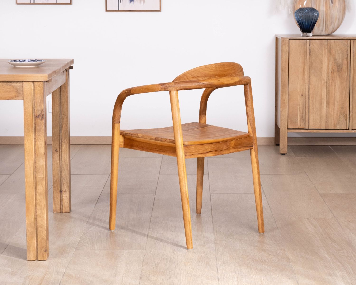Lot de 2 chaises de repas rétro en teck massif naturel “Rimina”
