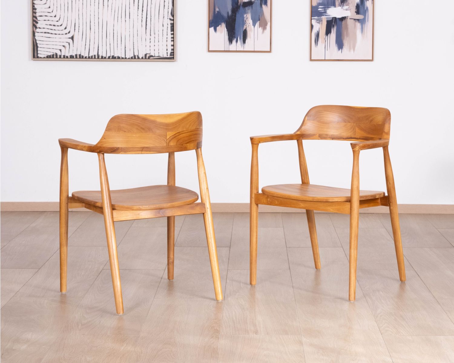 Lot de 2 chaises de repas design rétro “Vicenza” en teck massif