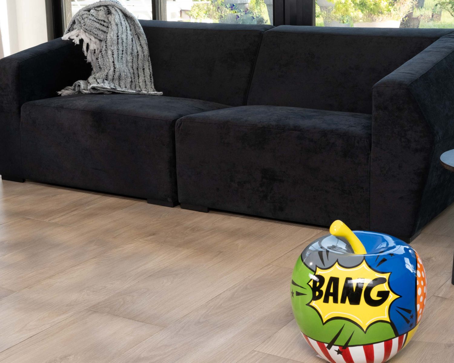 Canapé modulaire design en velours anthracite "Skult" 2/3 places