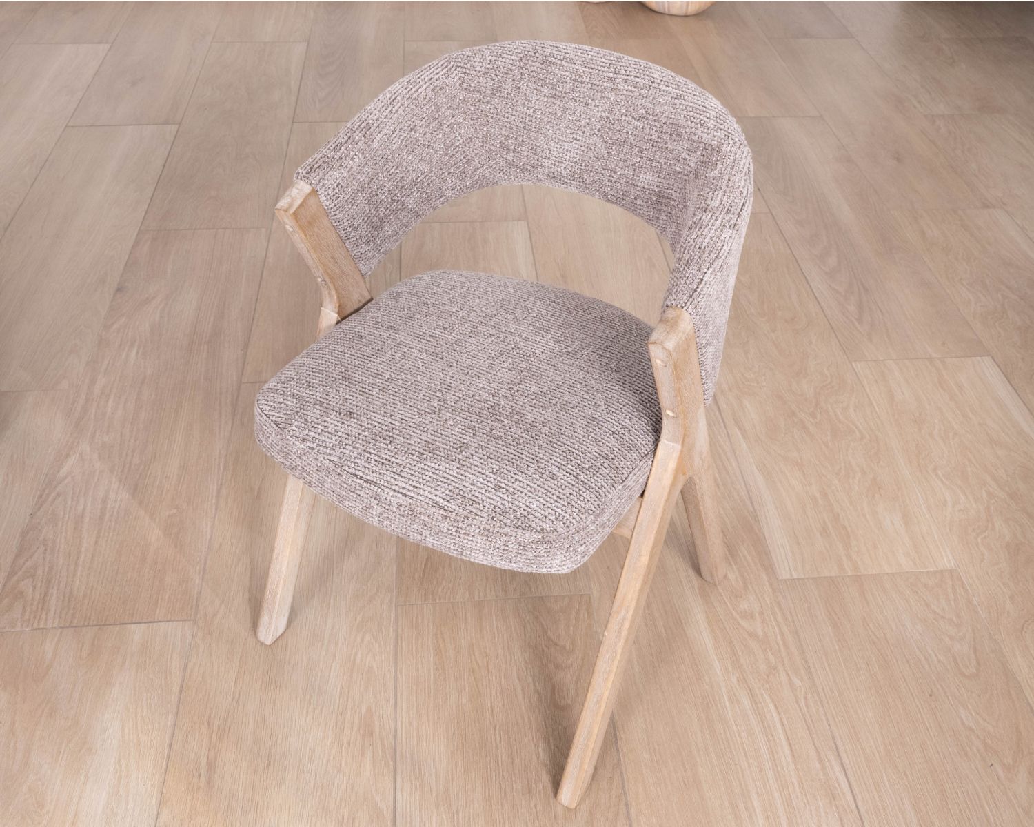 Lot de 2 chaises de salle à manger design organique "Kyara" en tissu grège tramé