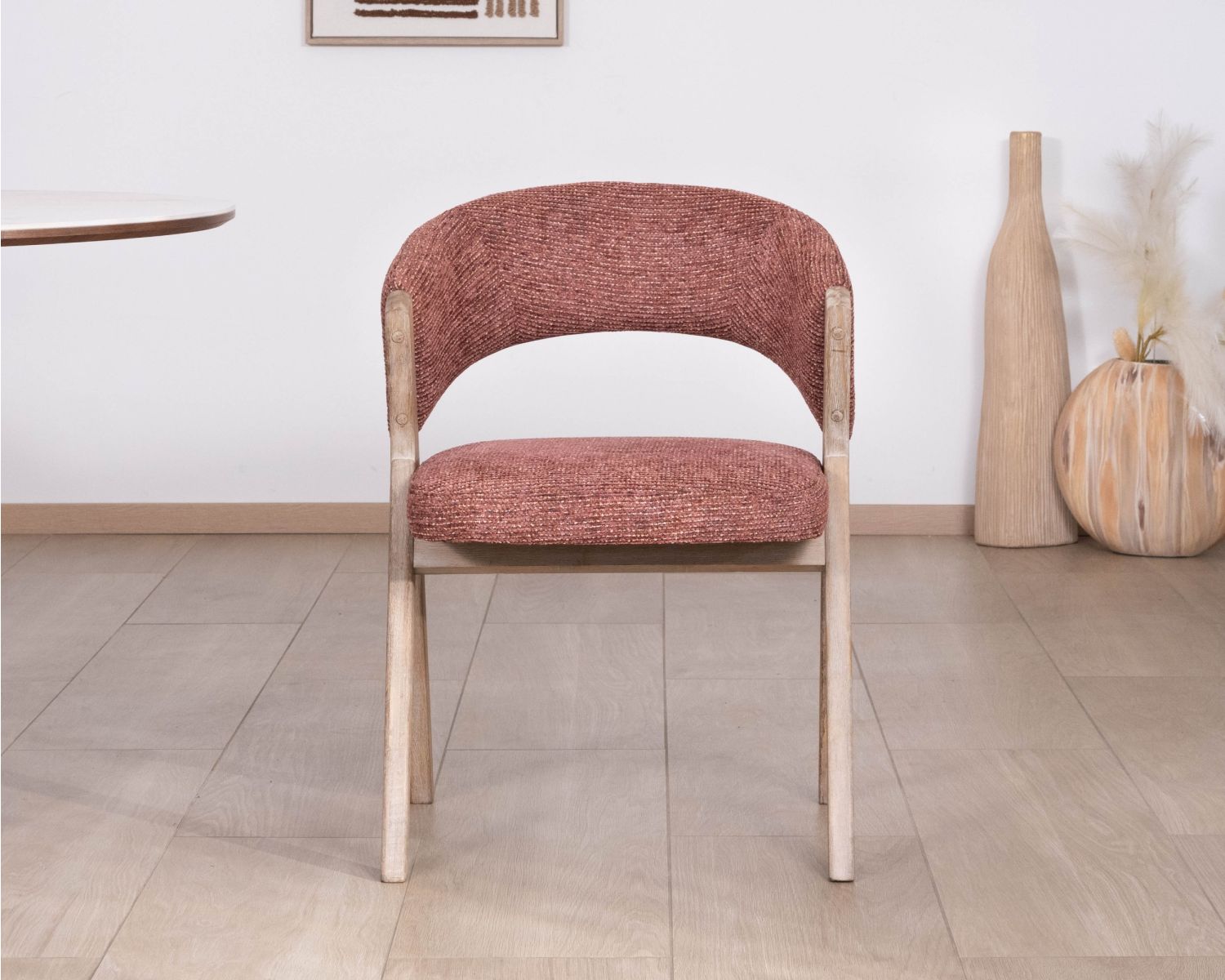 Lot de 2 chaises de salle à manger terre de Sienne "Kyara" style rétro-contemporain