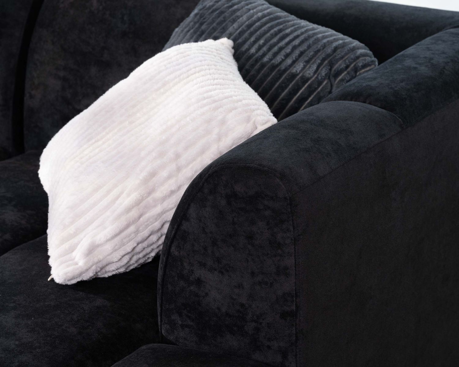 Canapé 3 places avec méridienne "Enjoy Home" en velours lisse anthracite