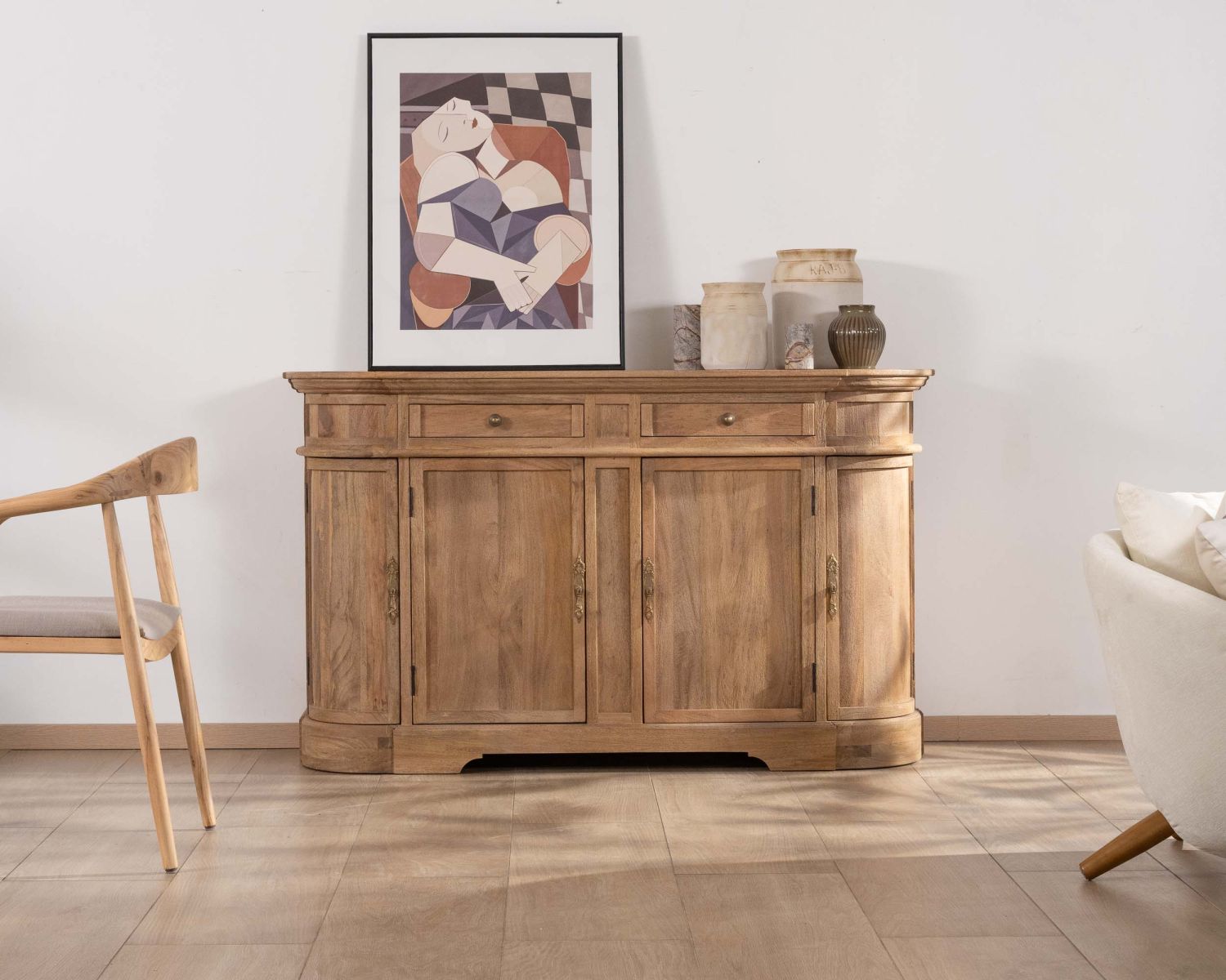 Bahut en manguier massif avec bords arrondis 150 cm "Eglantine"