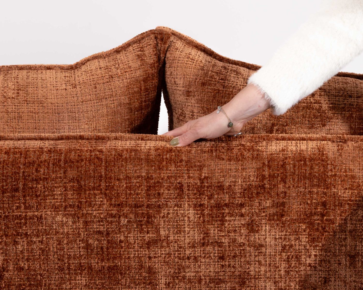 Canapé 3 places ultra confort esprit rétro en tissu tramé terracotta "Hasting"