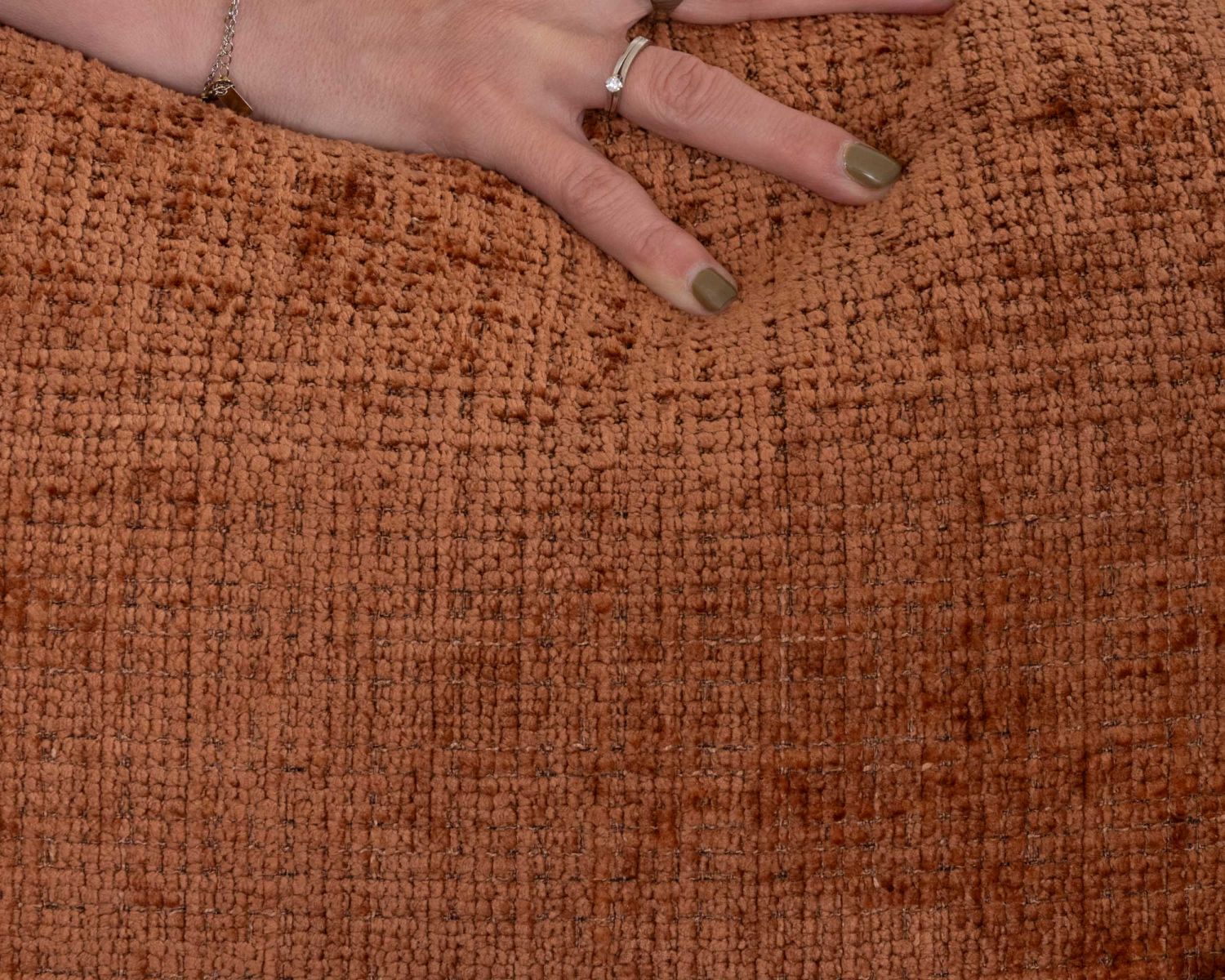 Fauteuil ultra confort en tissu terracotta "Hasting" style vintage cosy