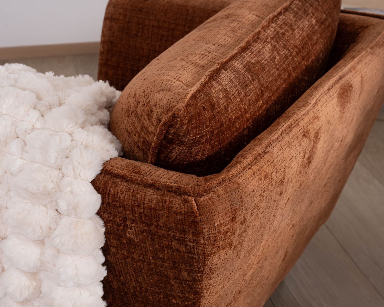 Fauteuil ultra confort en tissu terracotta "Hasting" style vintage cosy