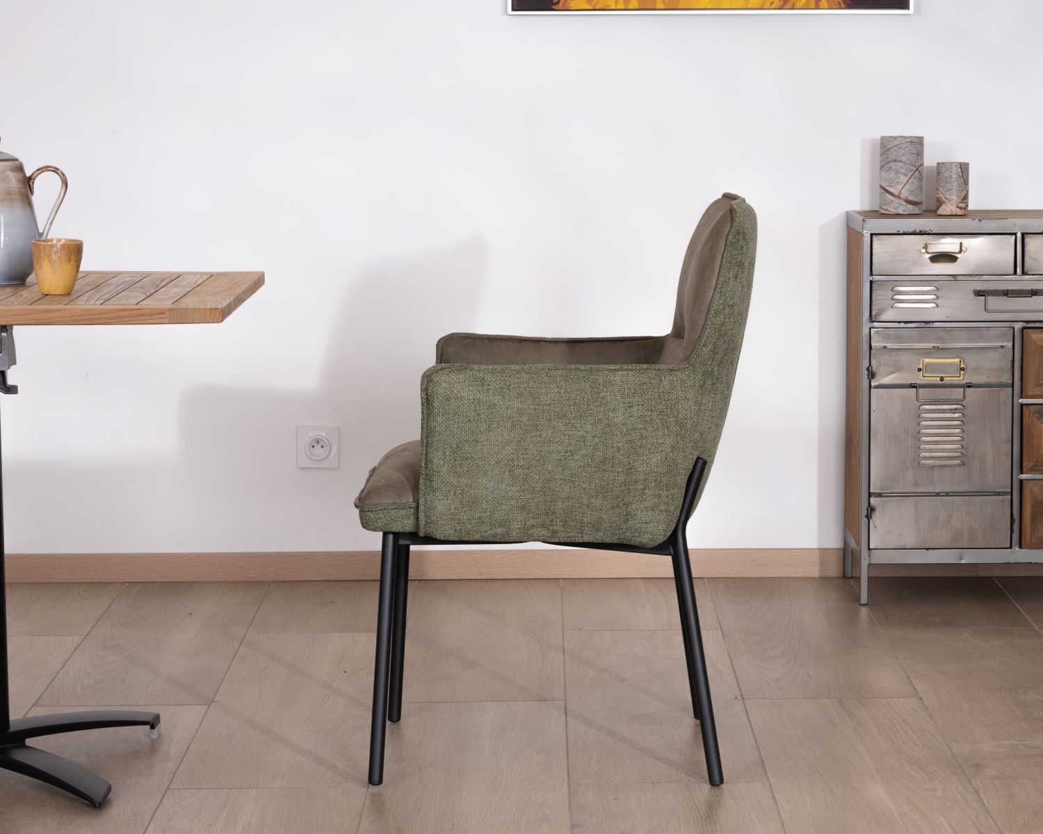 Lot de 2 chaises de repas look rétro "Lokka" bi-matière vert