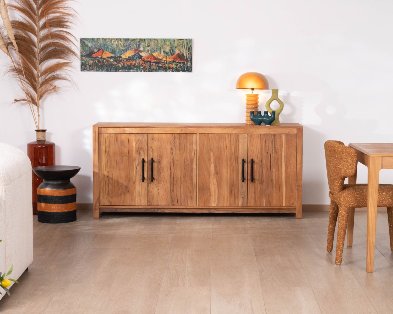 Buffet bas 4 portes 180 cm en bois recyclé "Mokal" esprit maison de campagne