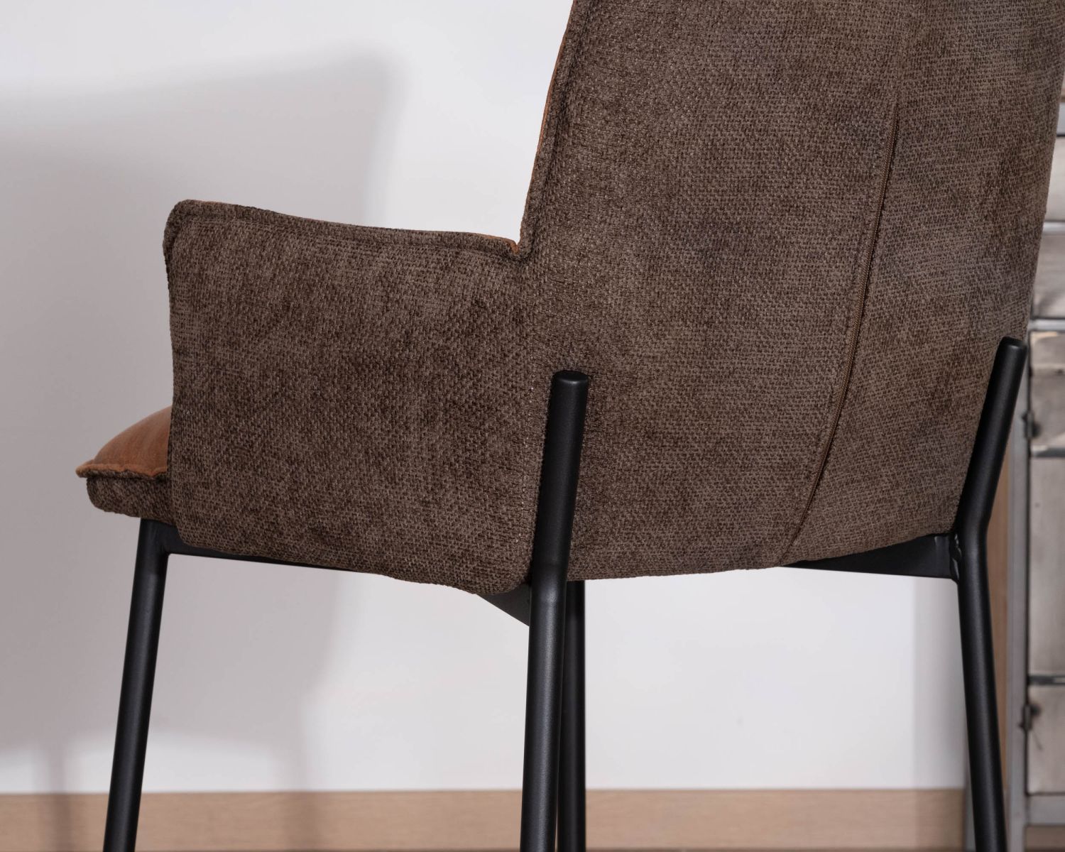 Lot de 2 chaises d'ilot bi-matière marron et cognac "Lokka" assise mi-hauteur