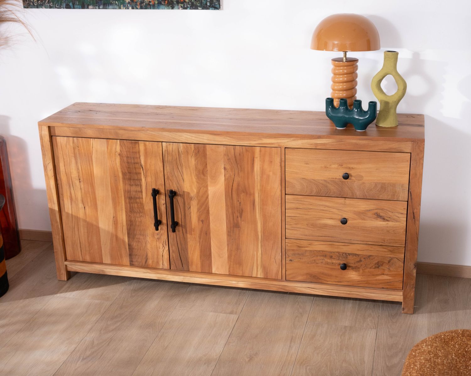 Buffet esprit maison de campagne 170 cm en bois recyclé "Mokal"