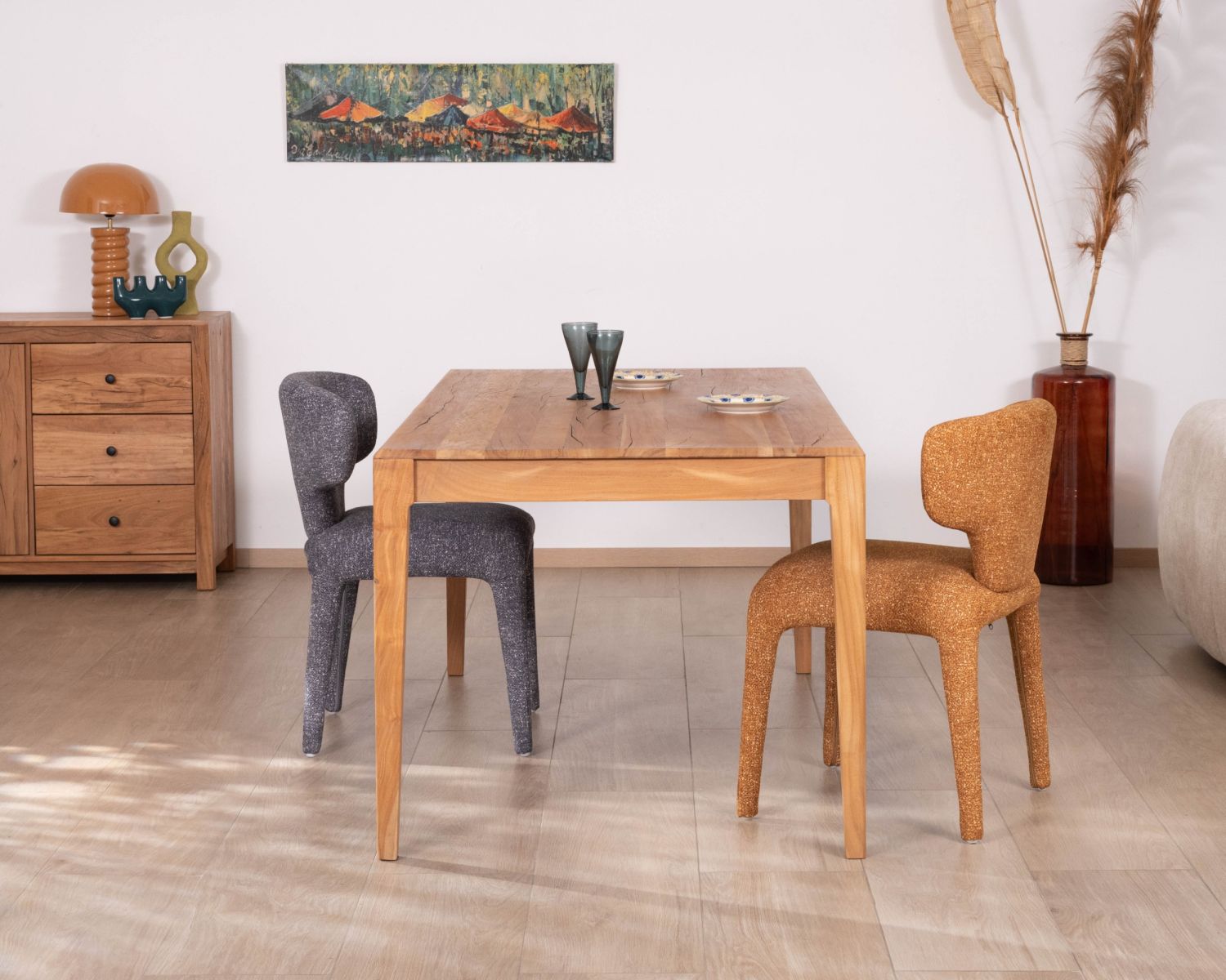 Table de repas en bois recyclé design épuré 180 cm "Mokal"