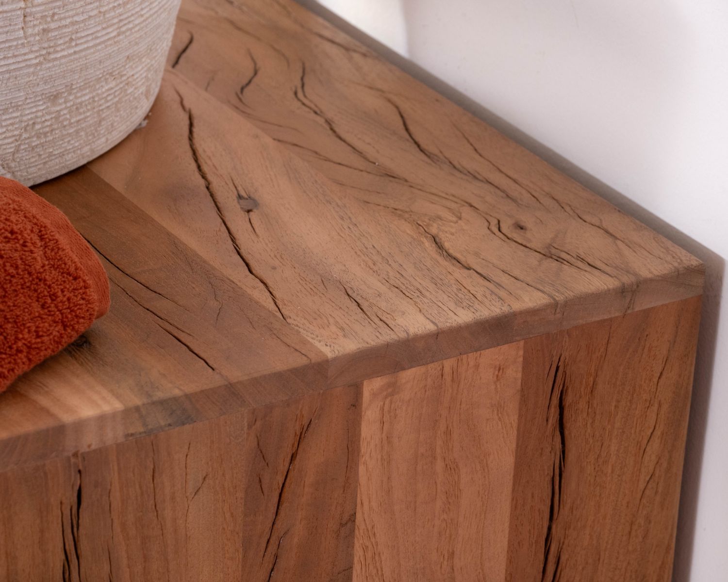 Meuble sous vasque 120 cm en bois recyclé "Mokal" esprit maison de campagne