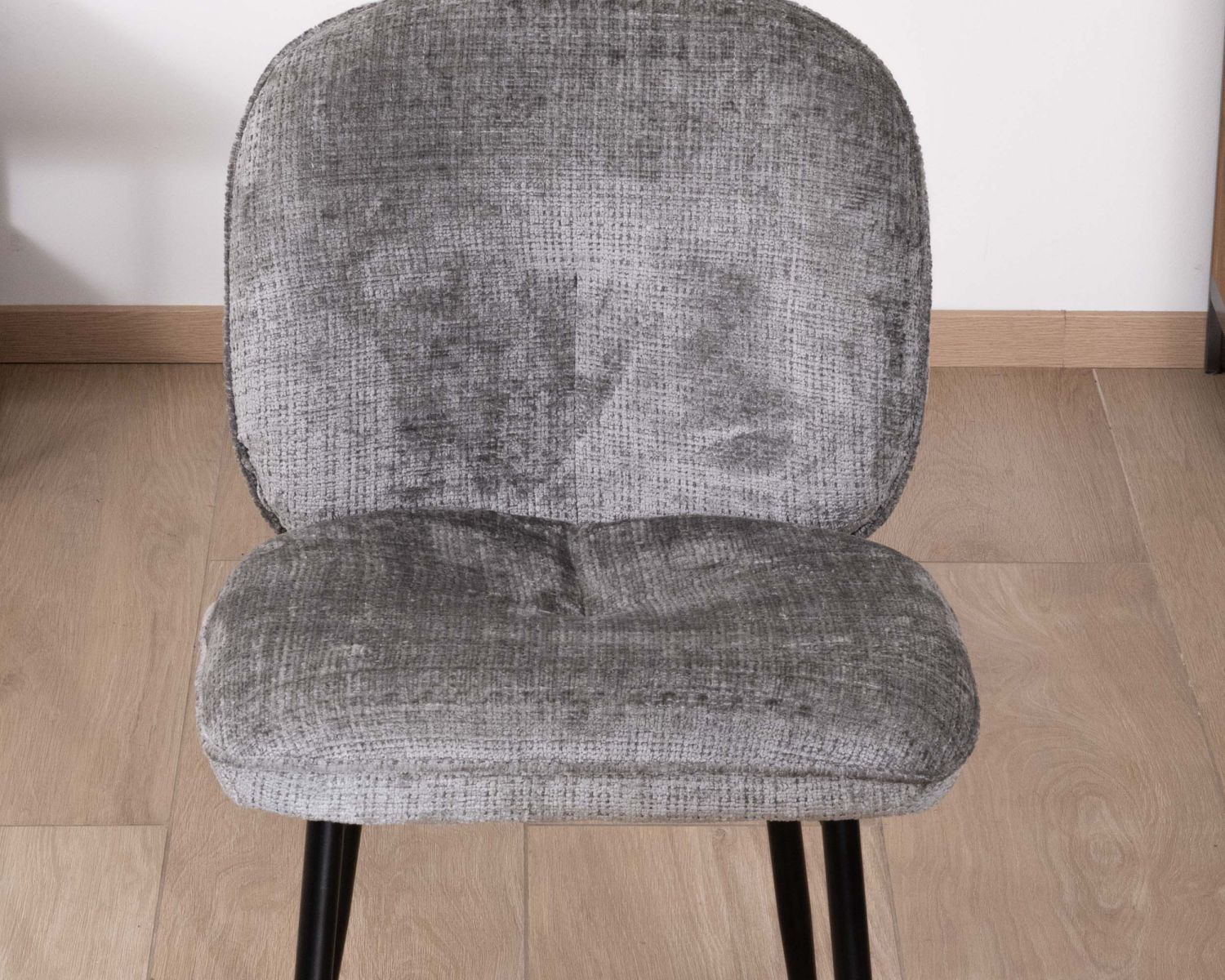 Lot de 2 chaises de repas contemporaines en tissu bouclette gris ultra doux "Kinsac"