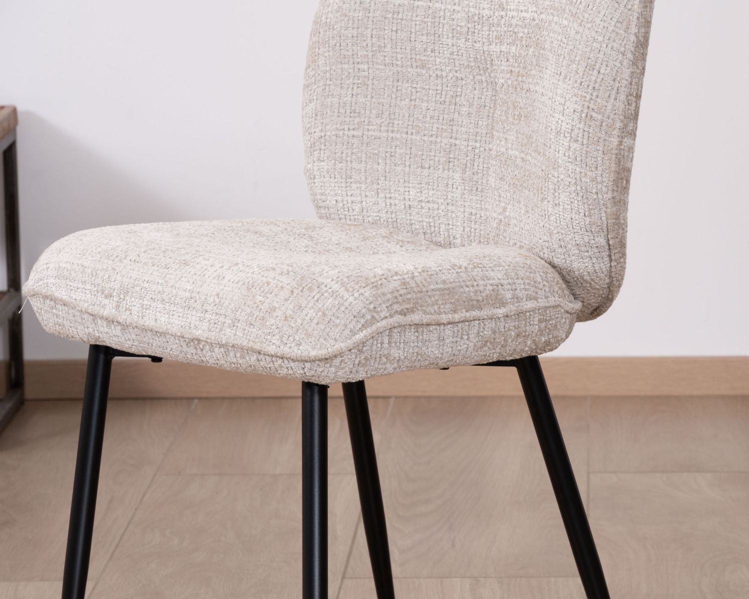 Lot de 2 chaises de repas design arrondi en tissu bouclette gris beige "Kinsac"