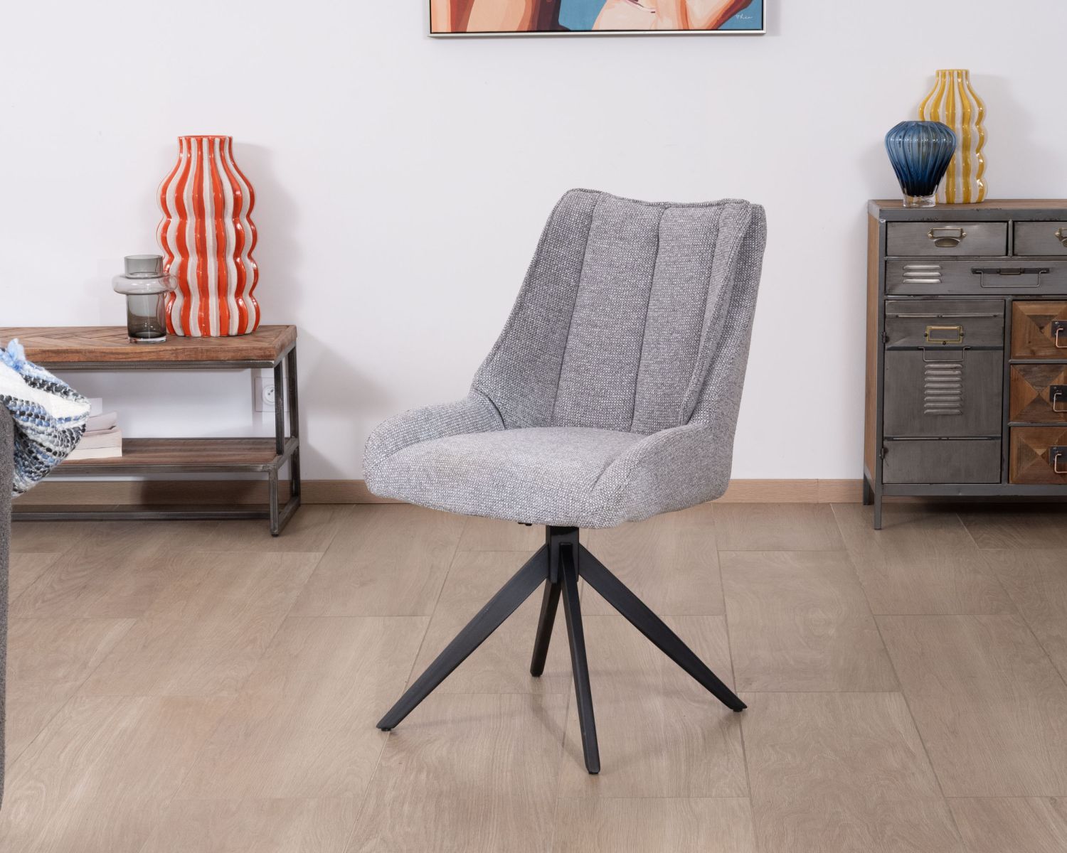 Lot de 2 chaises de repas pivotantes en tissu gris "Webber"