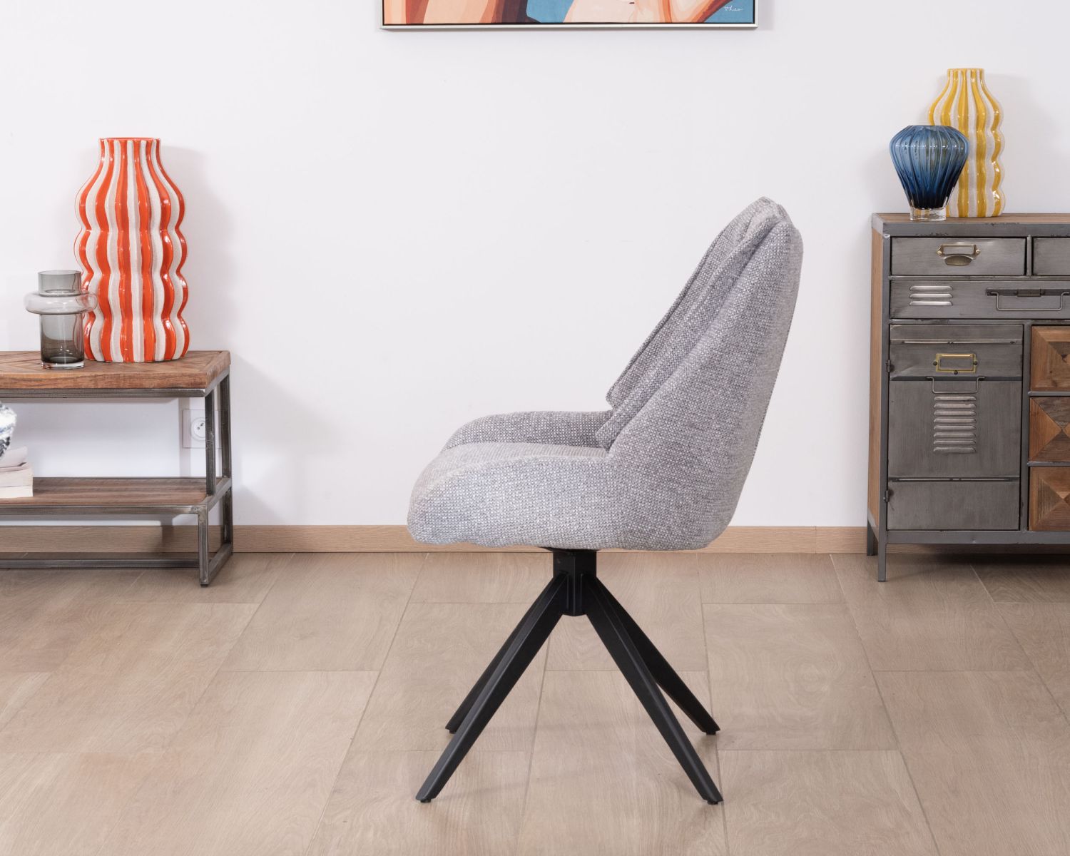 Lot de 2 chaises de repas pivotantes en tissu gris "Webber"