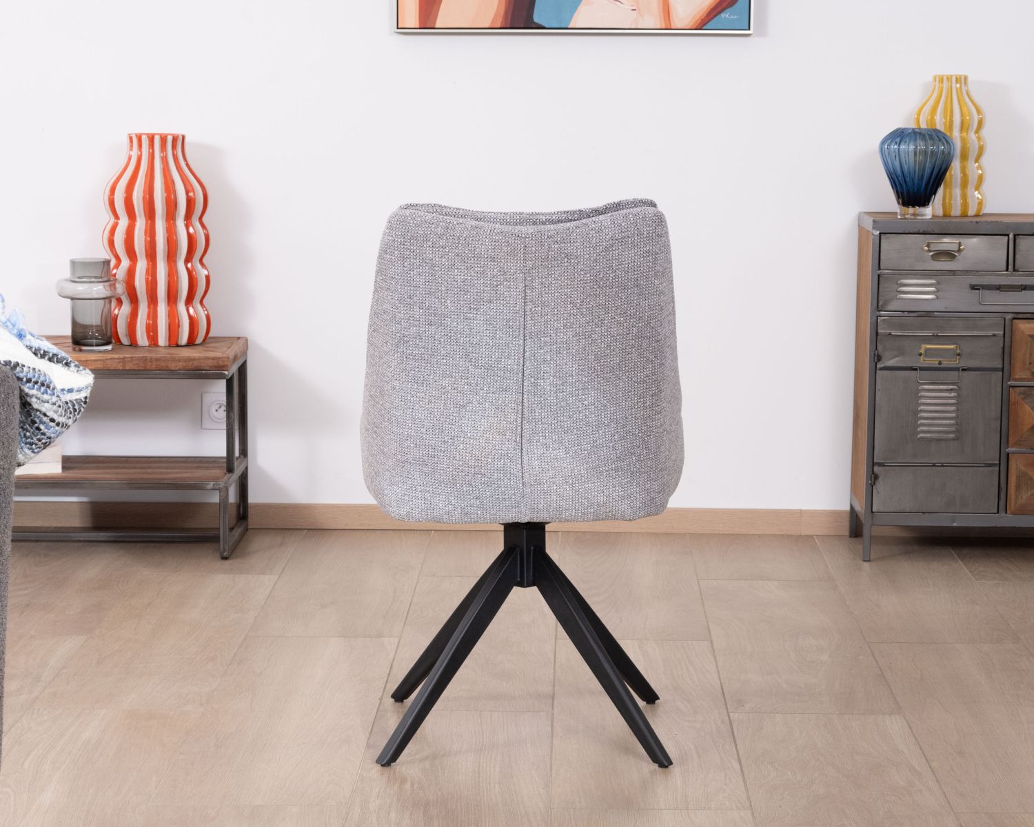 Lot de 2 chaises de repas pivotantes en tissu gris "Webber"