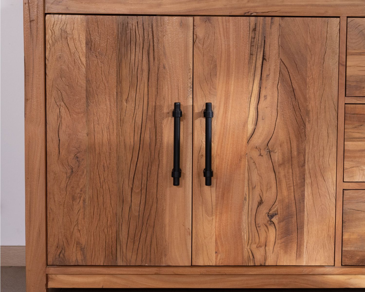 Meuble sous vasque 120 cm en bois recyclé "Mokal" esprit maison de campagne