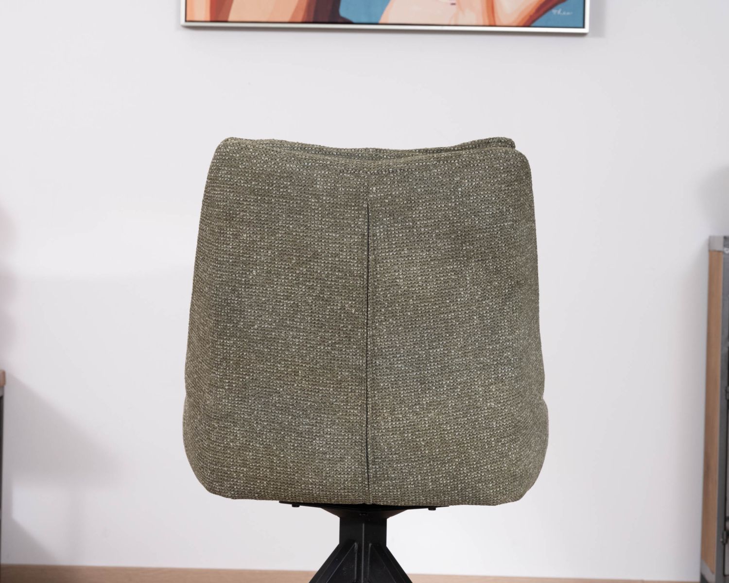 Lot de 2 chaises de repas design contemporain en tissu vert "Webber" pied pivotant en métal noir