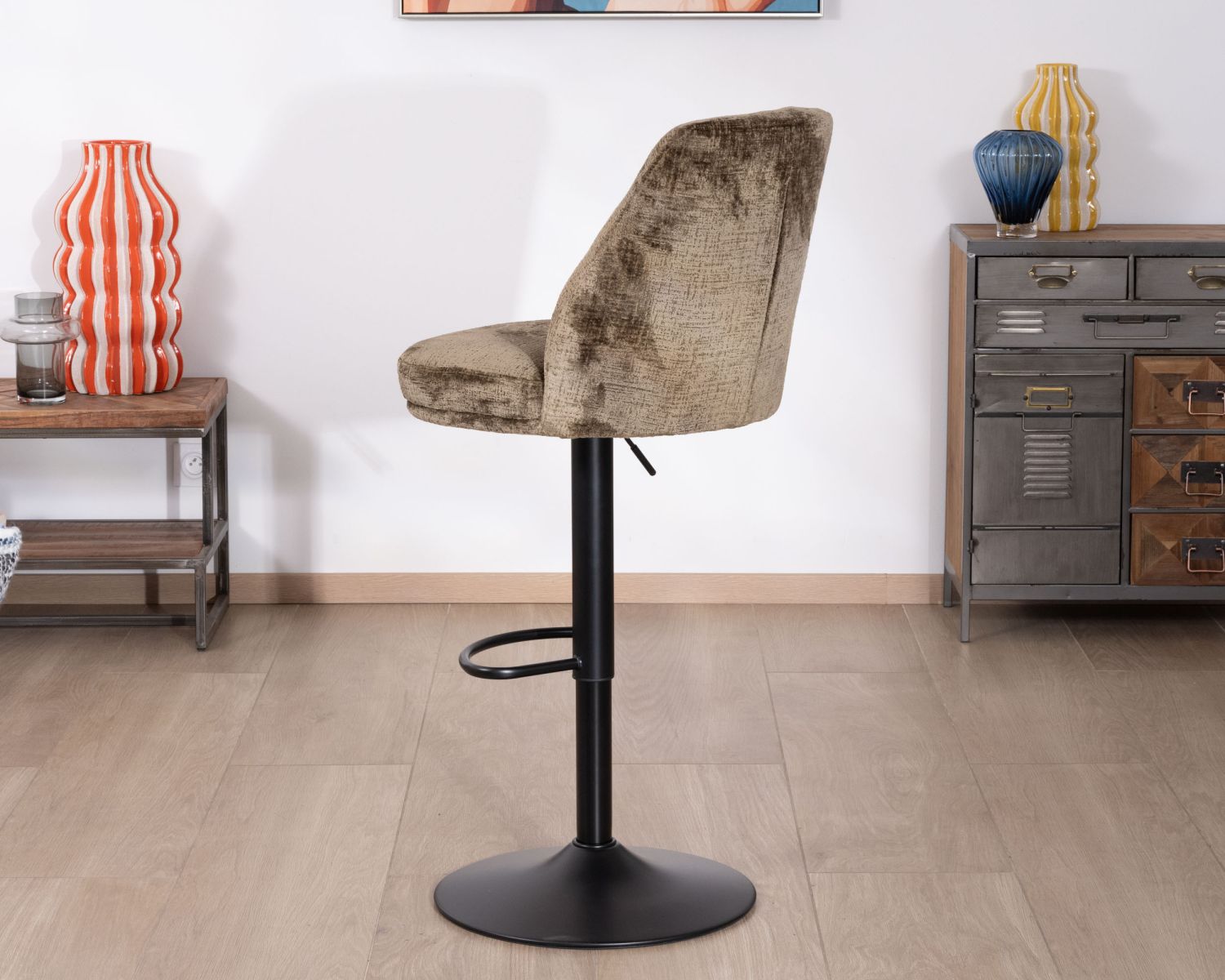 Lot de 2 chaises de bar réglables en hauteur "Zoung" en velours moka