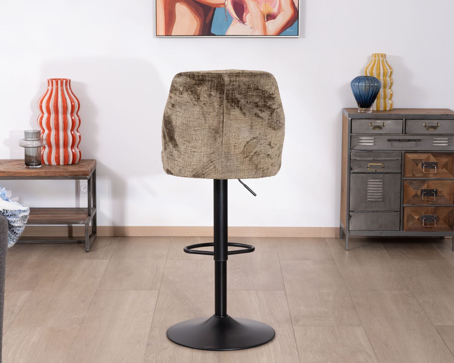 Lot de 2 chaises de bar réglables en hauteur "Zoung" en velours moka