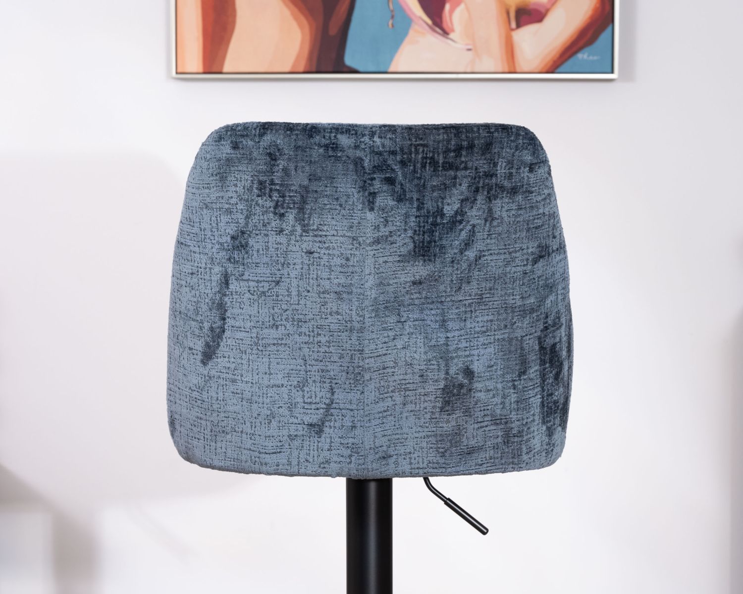 Lot de 2 confortables chaises de bar pivotantes en tissu bleu "Zoung" dossier haut