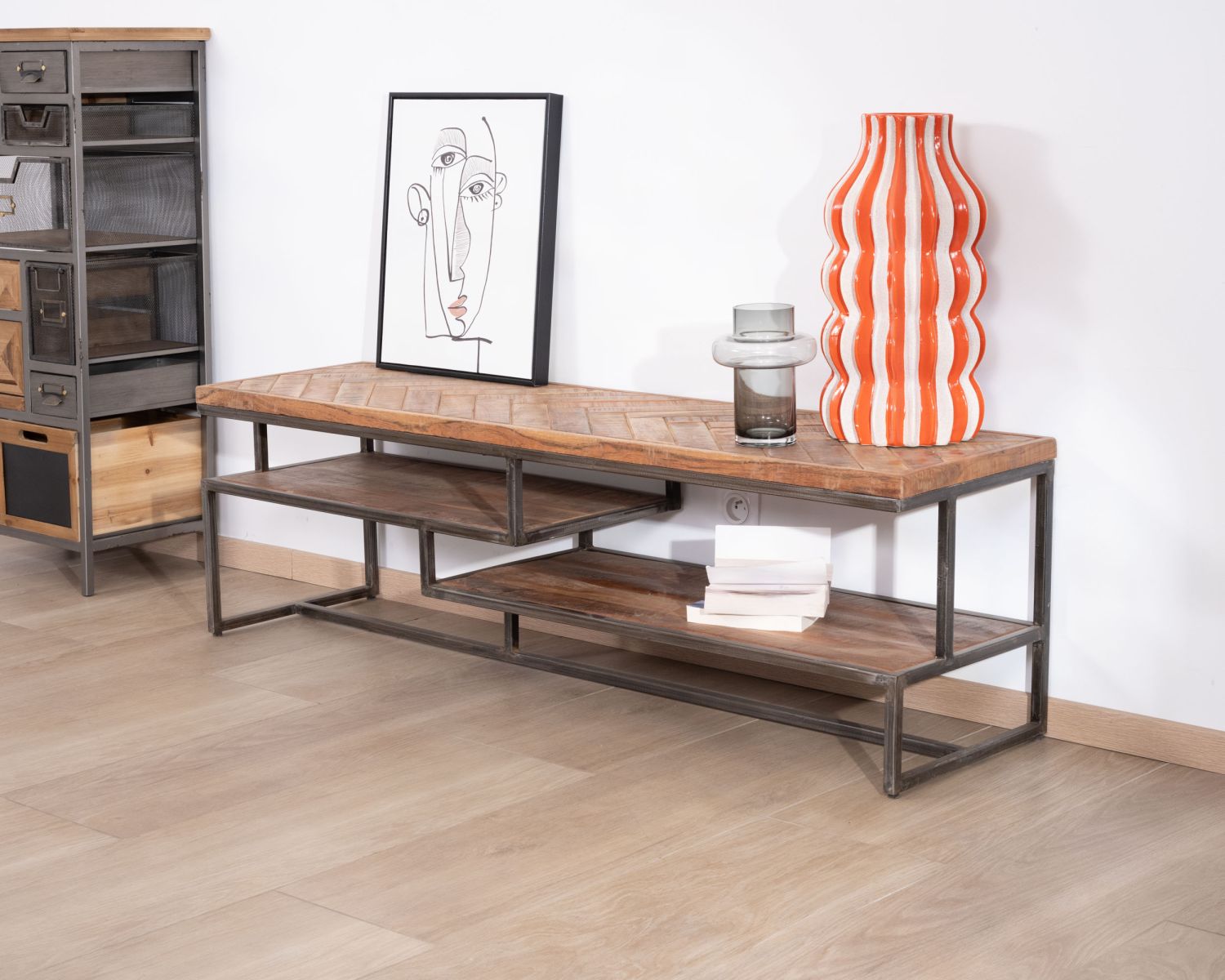 Meuble TV en bois et métal 150 cm "Bronx"