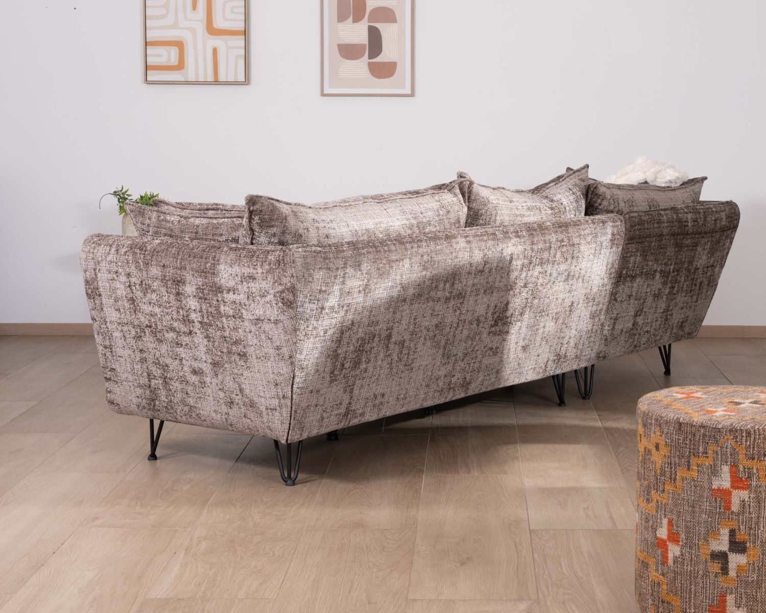 Canapé angle gauche ultra confort en tissu chenillé doux gris cendre "Hasting"