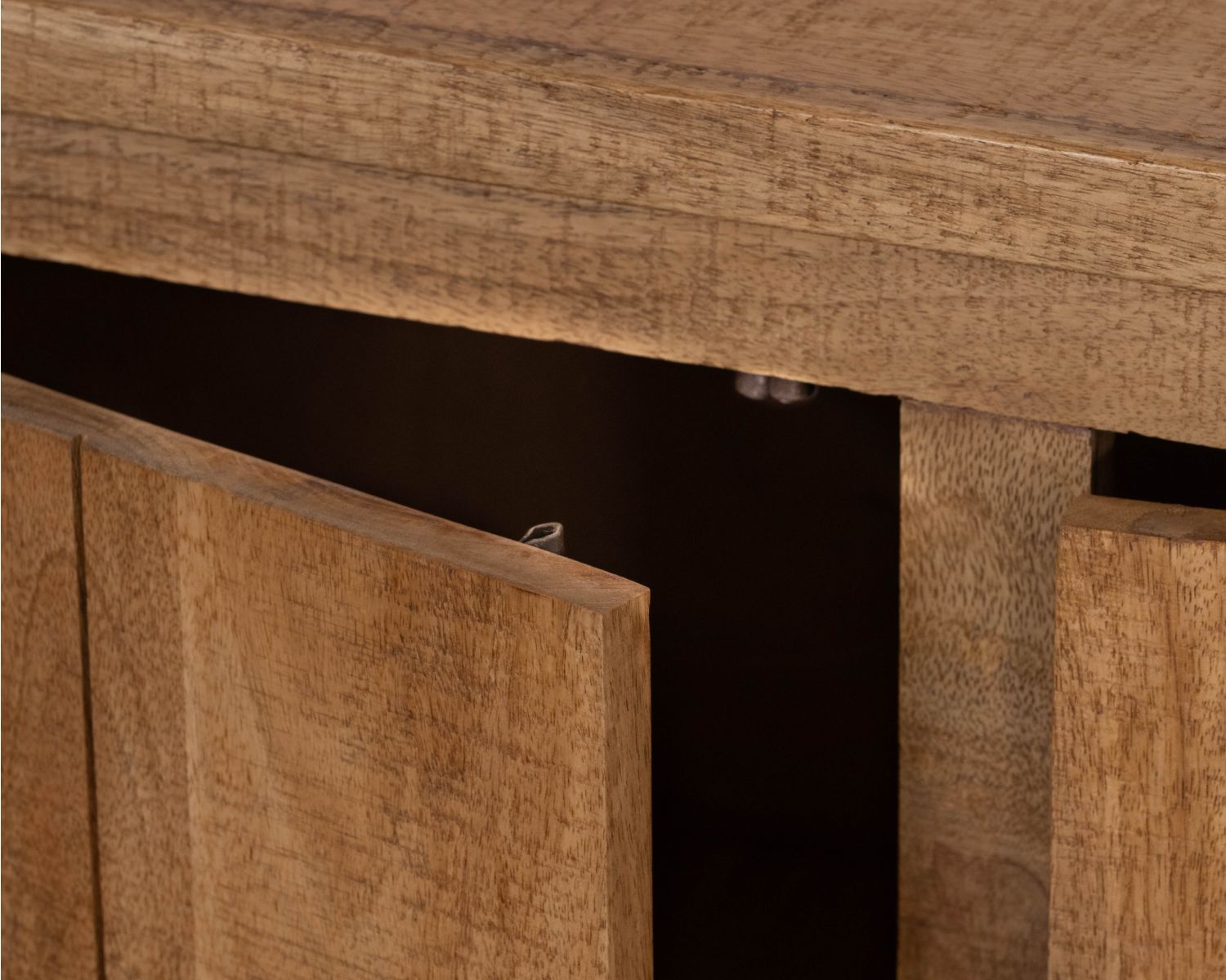 Bahut en manguier massif 3 portes avec vitrine "Manelo" 145 cm