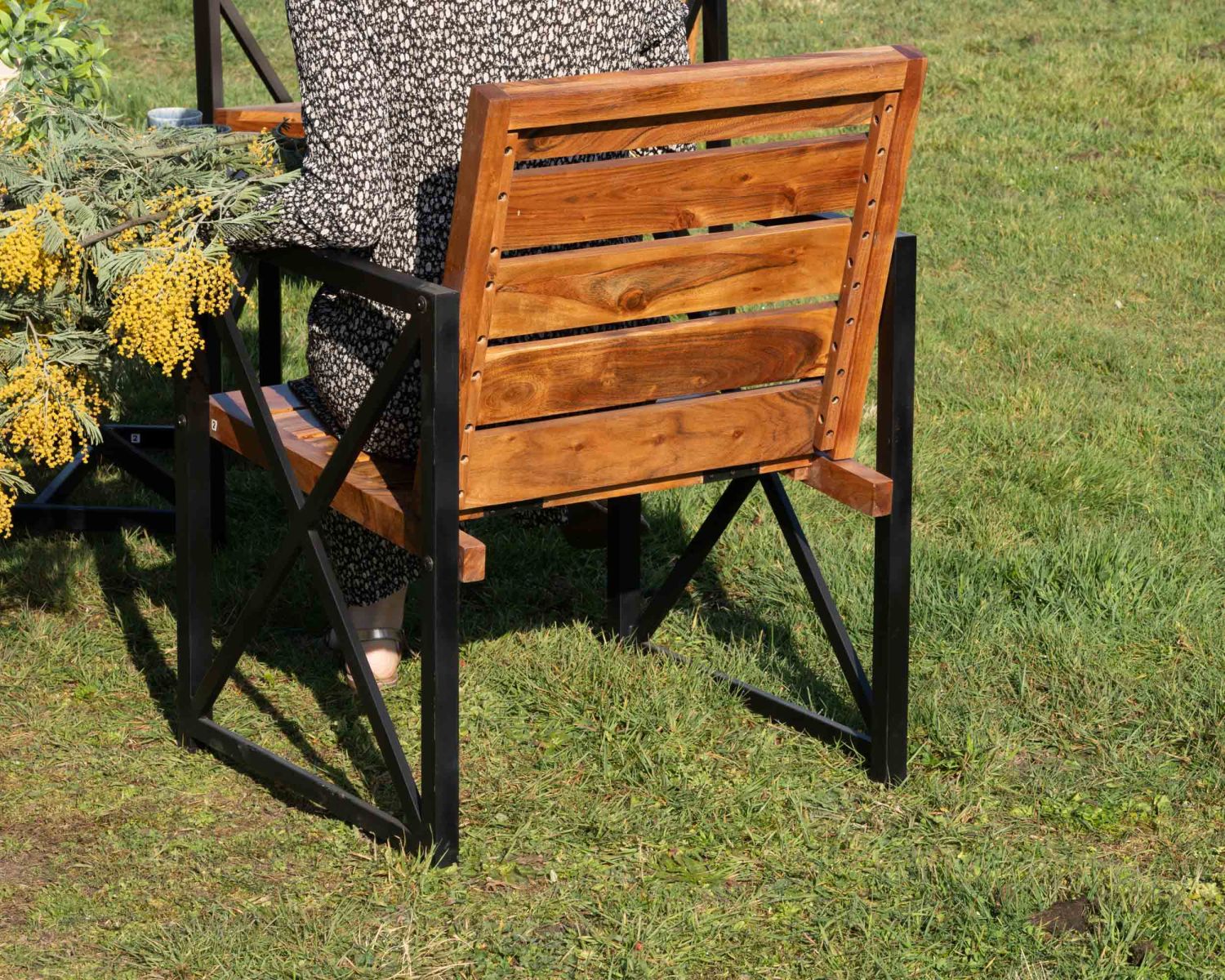 Lot de 2 chaises de jardin en bois et métal "Gardénia"